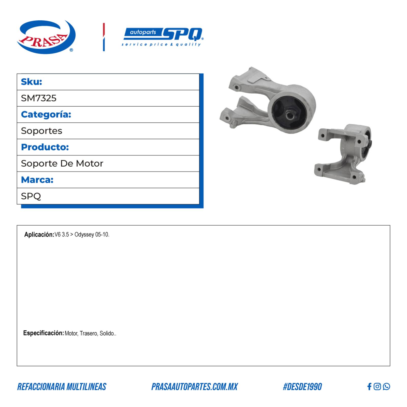 Soporte De Motor, SPQ; Para Honda Odyssey 2005-2010 V6; 3.5