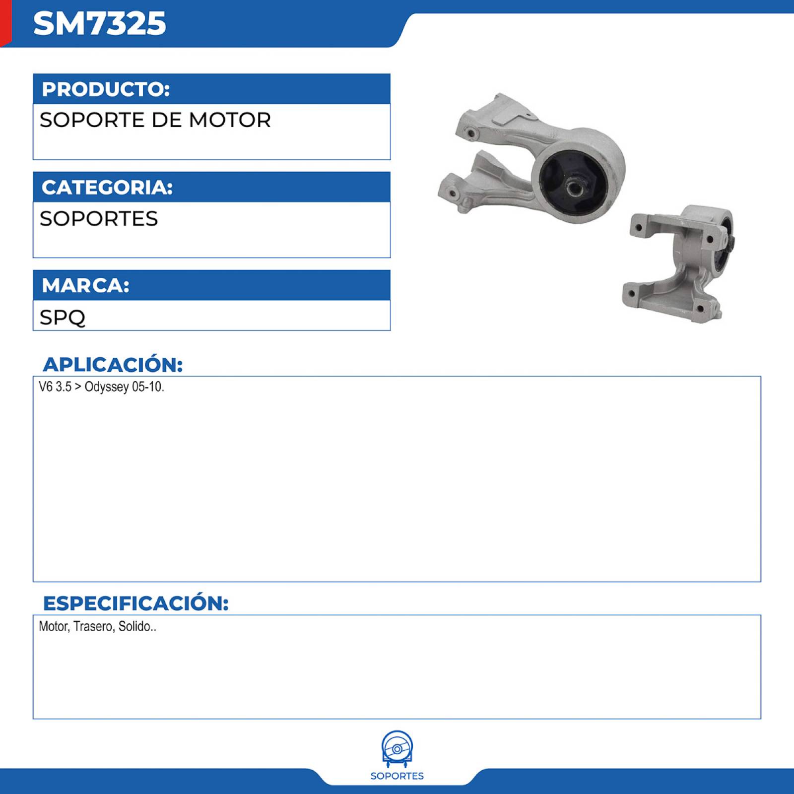 Soporte De Motor, SPQ; Para Honda Odyssey 2005-2010 V6; 3.5