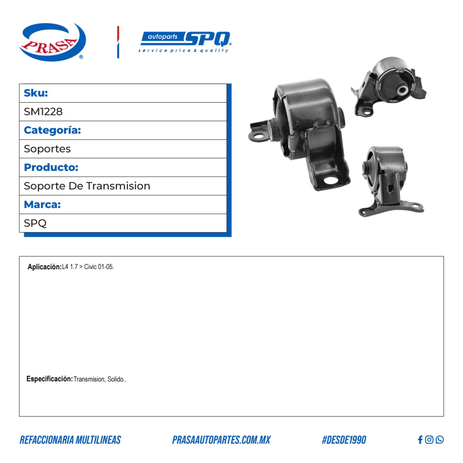 Soporte De Transmision, SPQ; Para Honda Civic 2001-2005 L4; 1.7