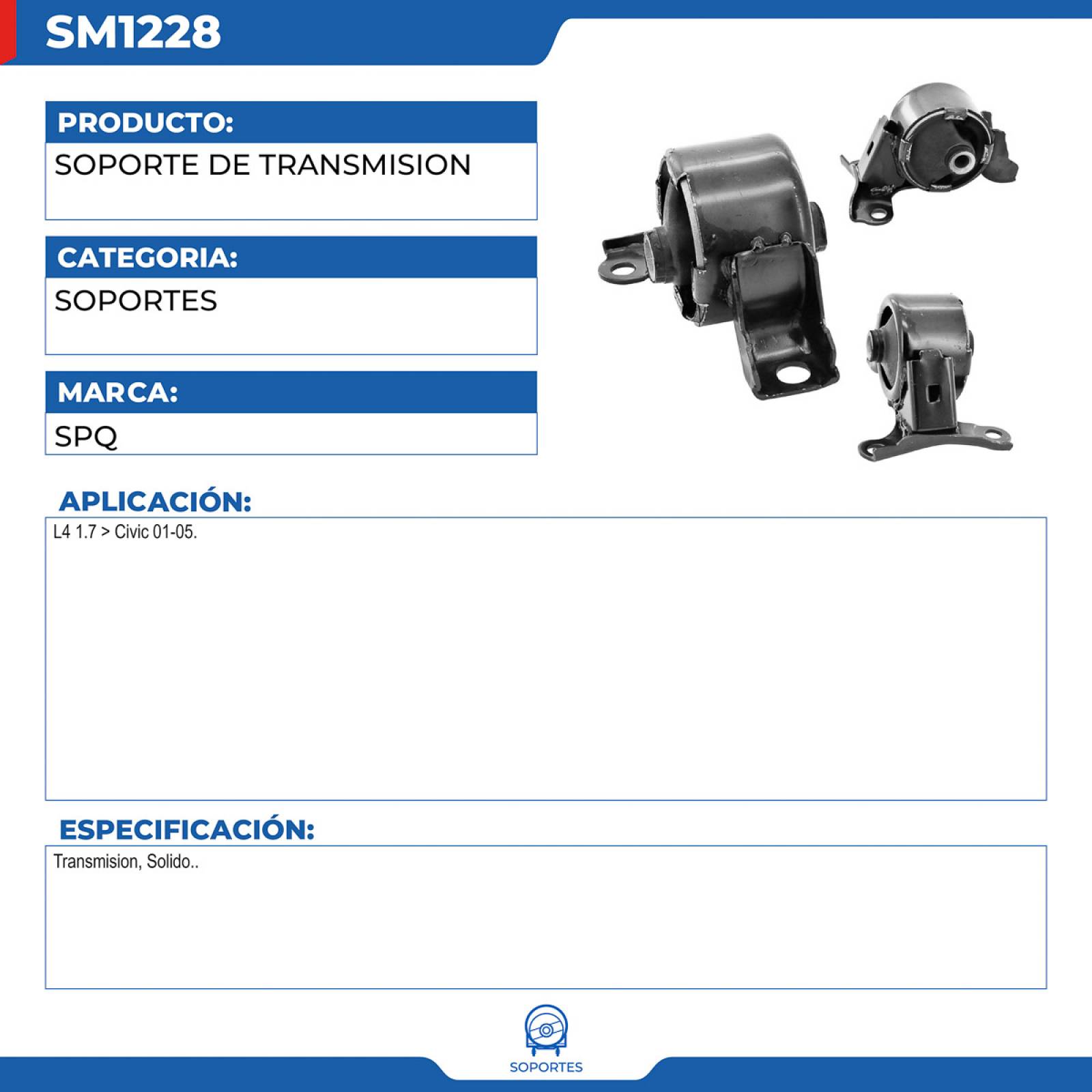 Soporte De Transmision, SPQ; Para Honda Civic 2001-2005 L4; 1.7
