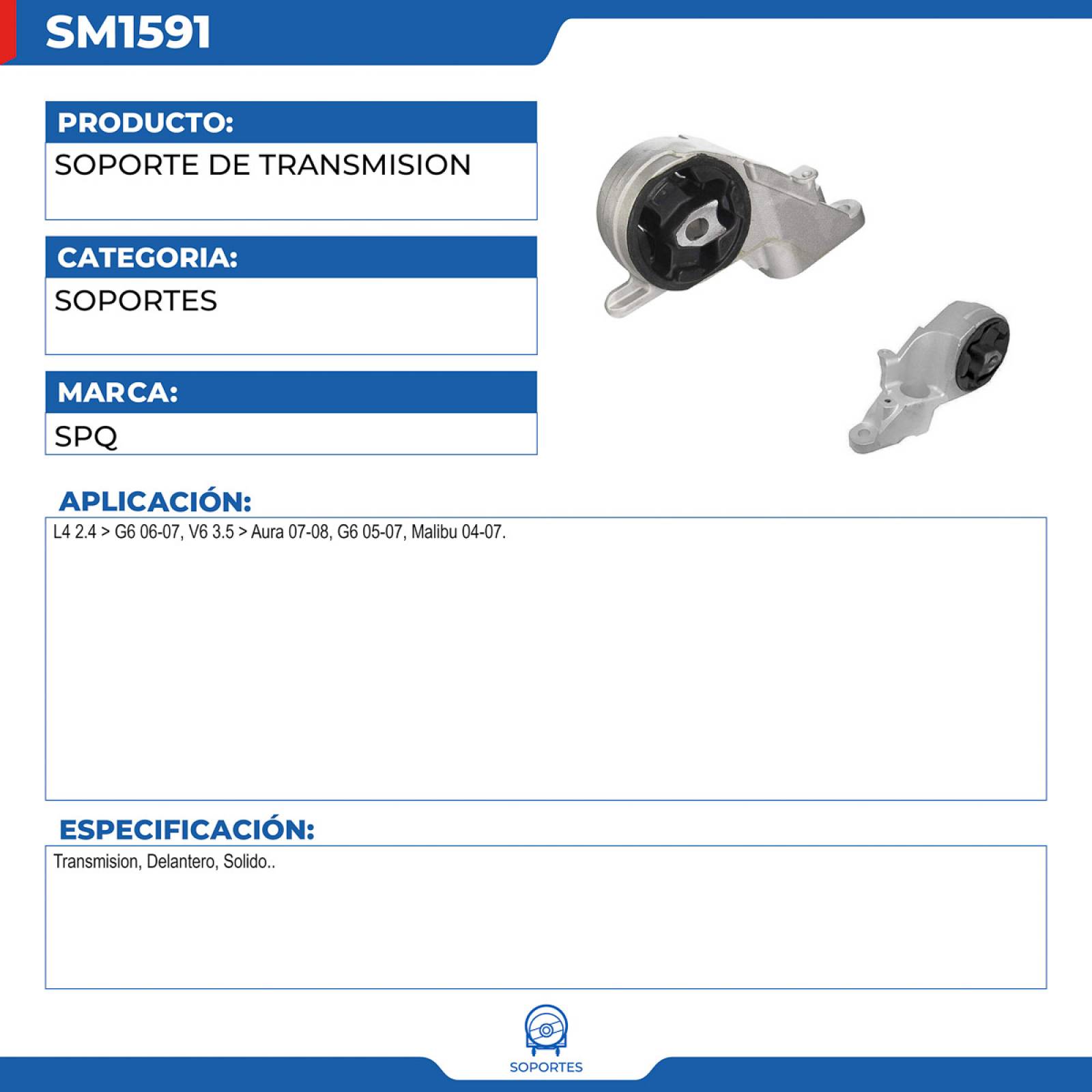 Soporte De Motor, SPQ; Para Chevrolet Malibu 2004-2007 V6; 3.5