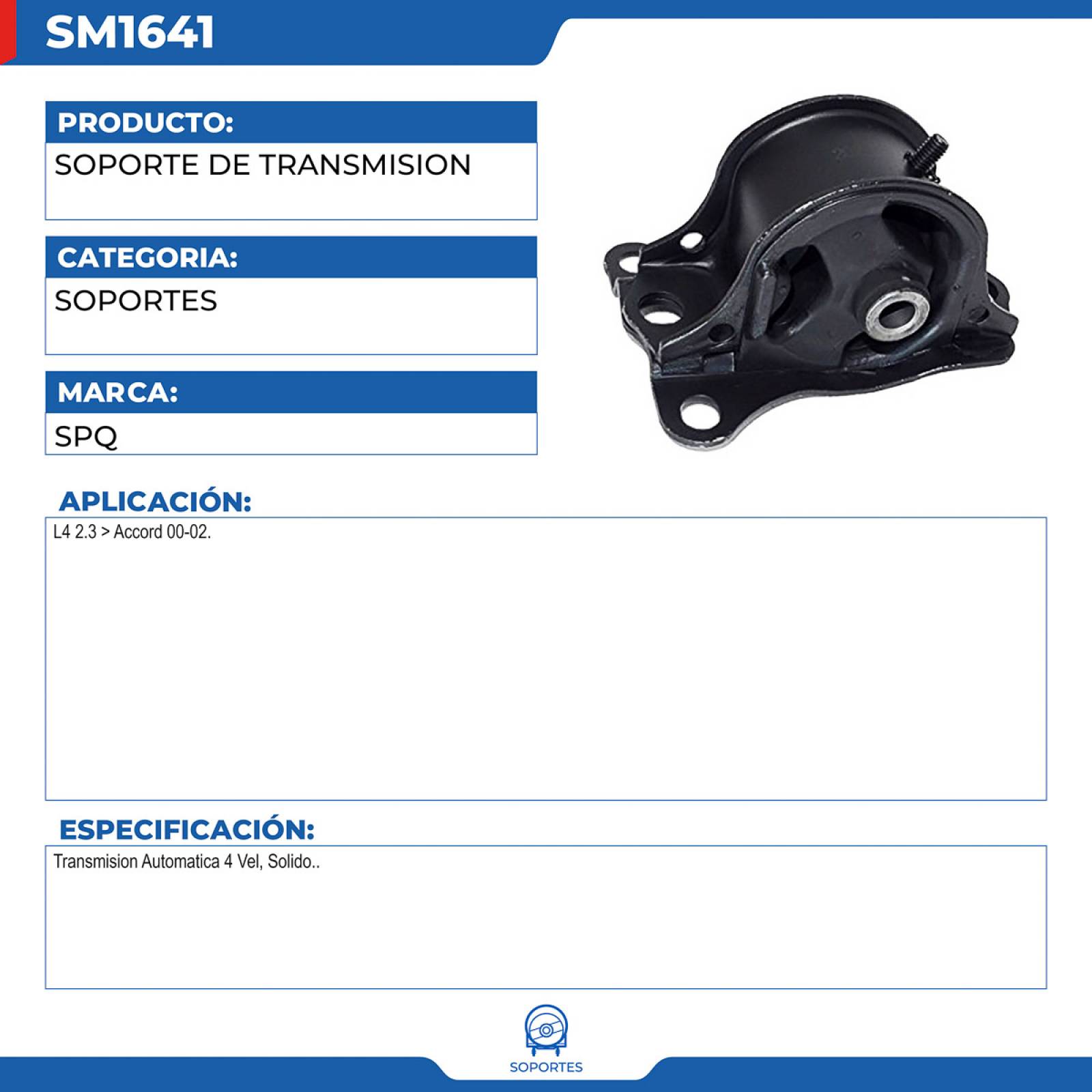Soporte De Transmision, SPQ; Para Honda Accord 2000-2002 L4; 2.3