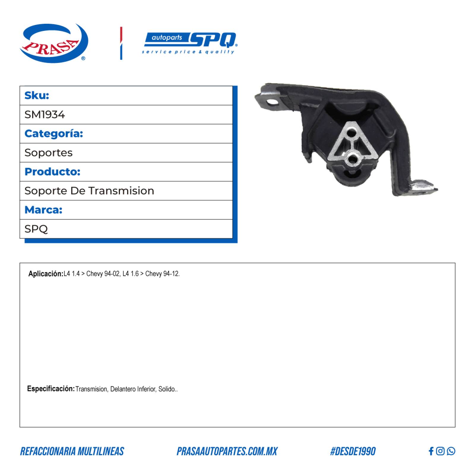 Soporte De Transmision, SPQ; Para Chevrolet Chevy C2 2004-2012 L4; 1.6