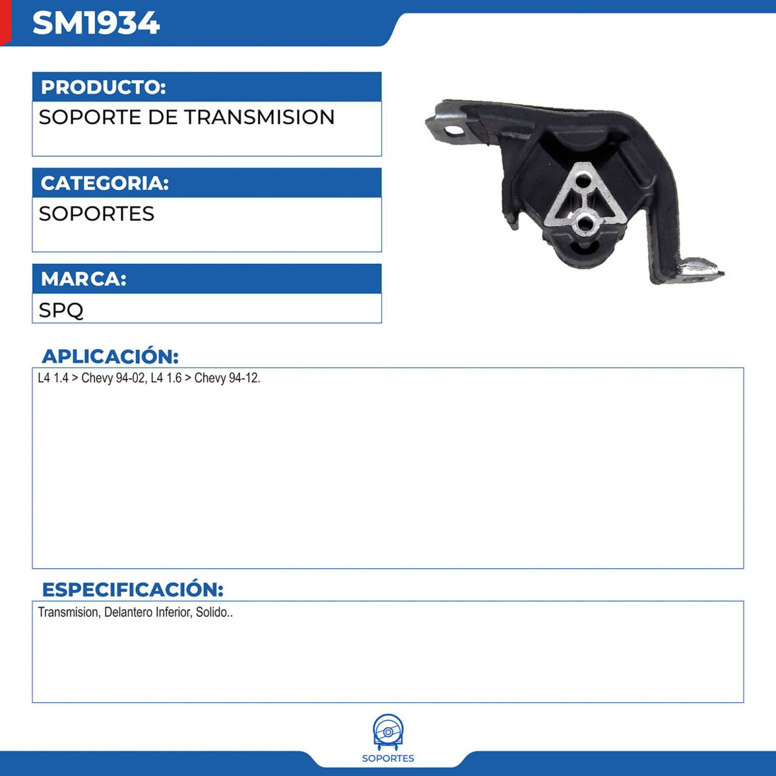 Soporte De Transmision, SPQ; Para Chevrolet Chevy C2 2004-2012 L4; 1.6