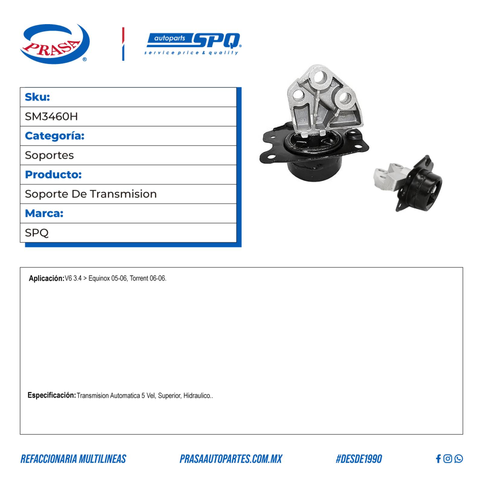 Soporte De Transmision, SPQ; Para Chevrolet Equinox 2005-2006 V6; 3.4