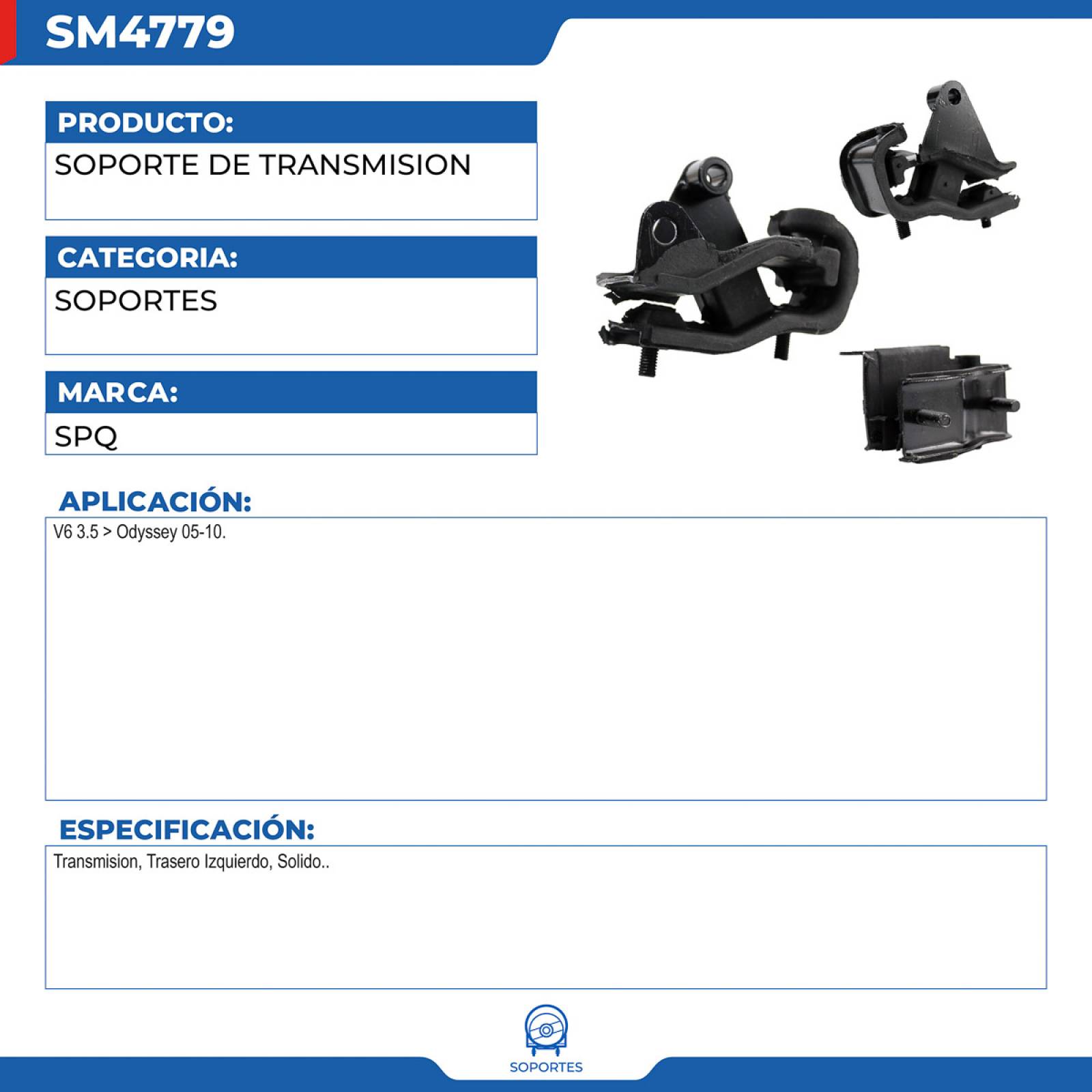 Soporte De Transmision, SPQ; Para Honda Odyssey 2005-2010 V6; 3.5