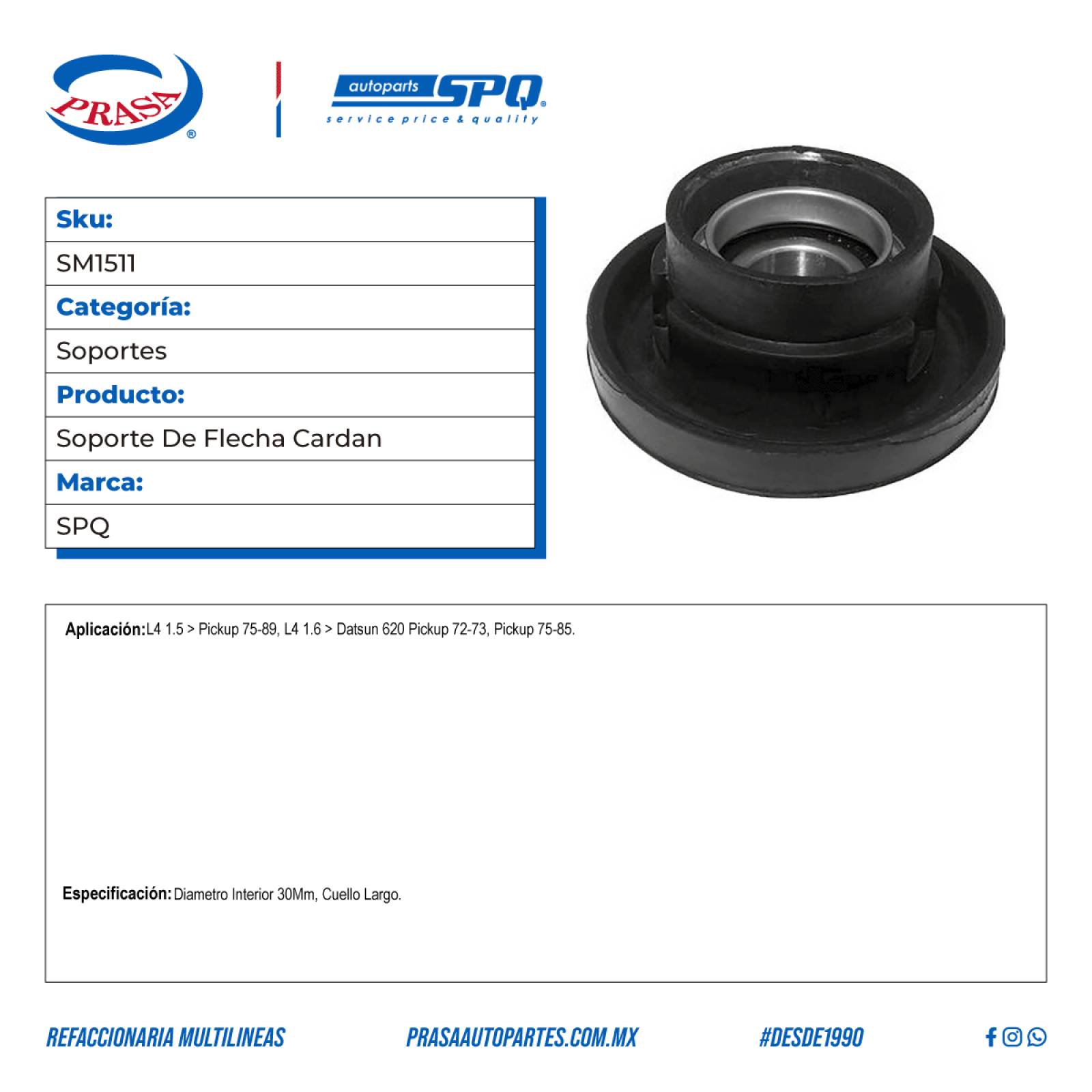 Soporte De Flecha Cardan, SPQ; Para Nissan Datsun 620 Pickup 1972-1973 L4; 1.6
