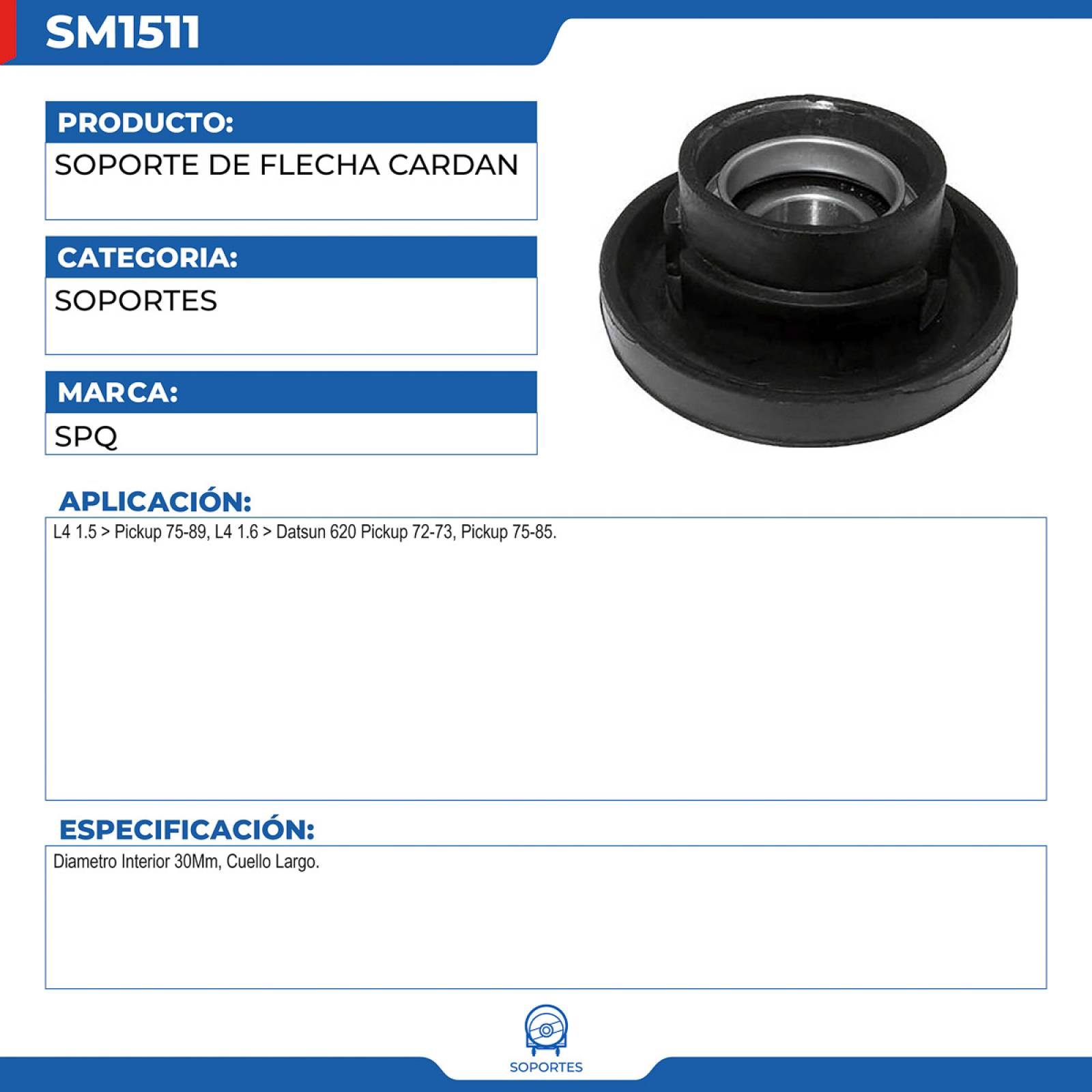 Soporte De Flecha Cardan, SPQ; Para Nissan Datsun 620 Pickup 1972-1973 L4; 1.6