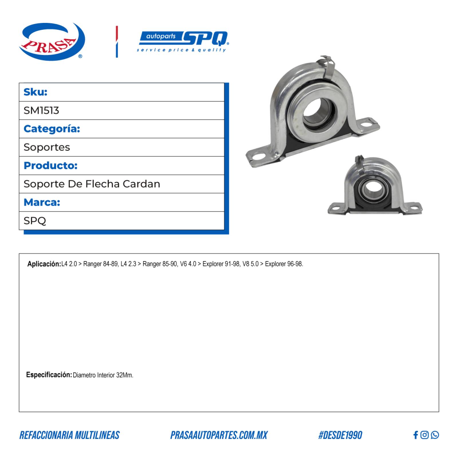 Soporte De Flecha Cardan, SPQ; Para Ford Explorer 1991-1998 V6; 4