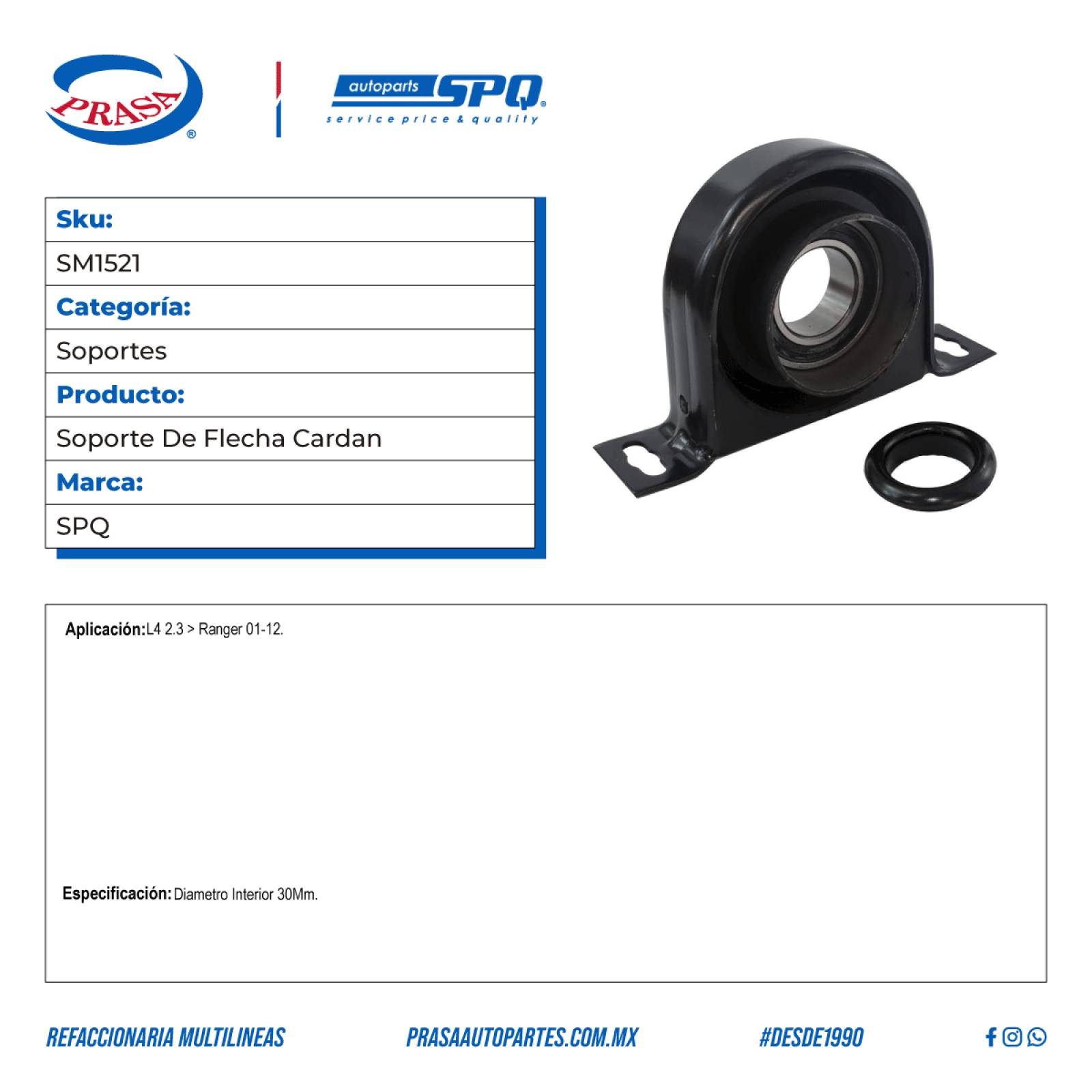 Soporte De Flecha Cardan, SPQ; Para Ford Ranger 2001-2012 L4; 2.3