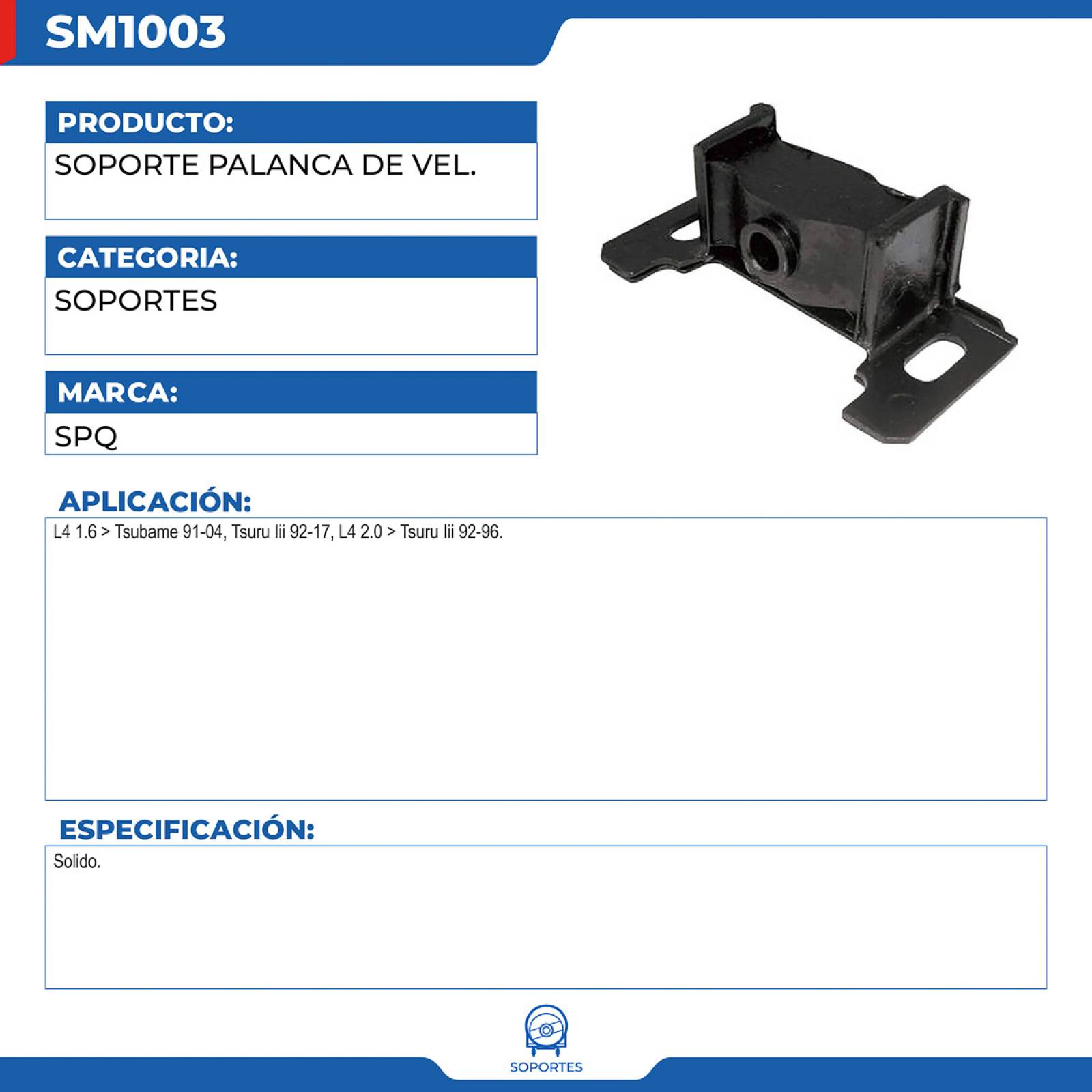 Soporte Palanca De Velocidades, SPQ; Para Nissan Tsubame 1991-2004 L4; 1.6