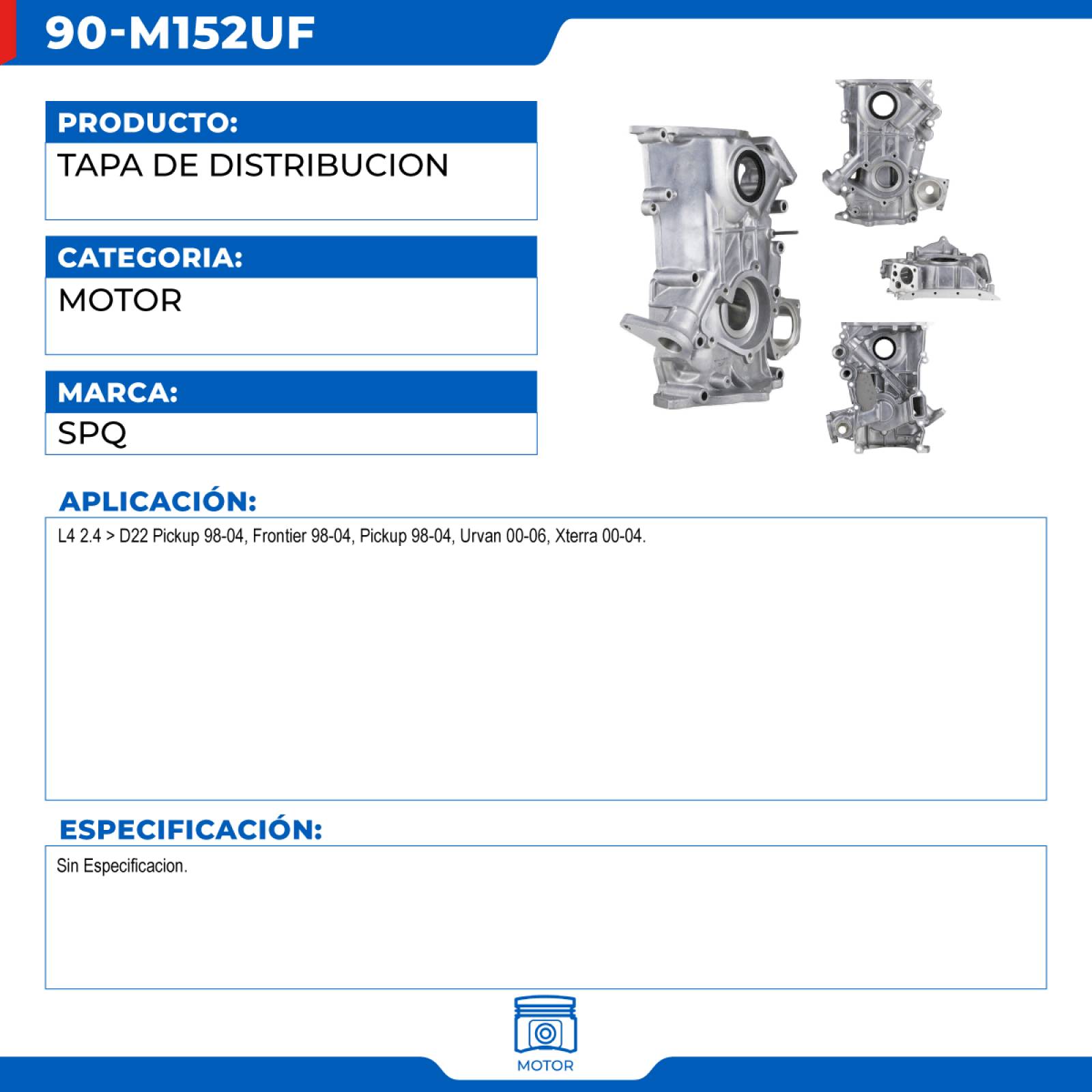 Tapa De Distribucion, SPQ; Para Nissan D22 Pickup 1998-2004 L4; 2.4