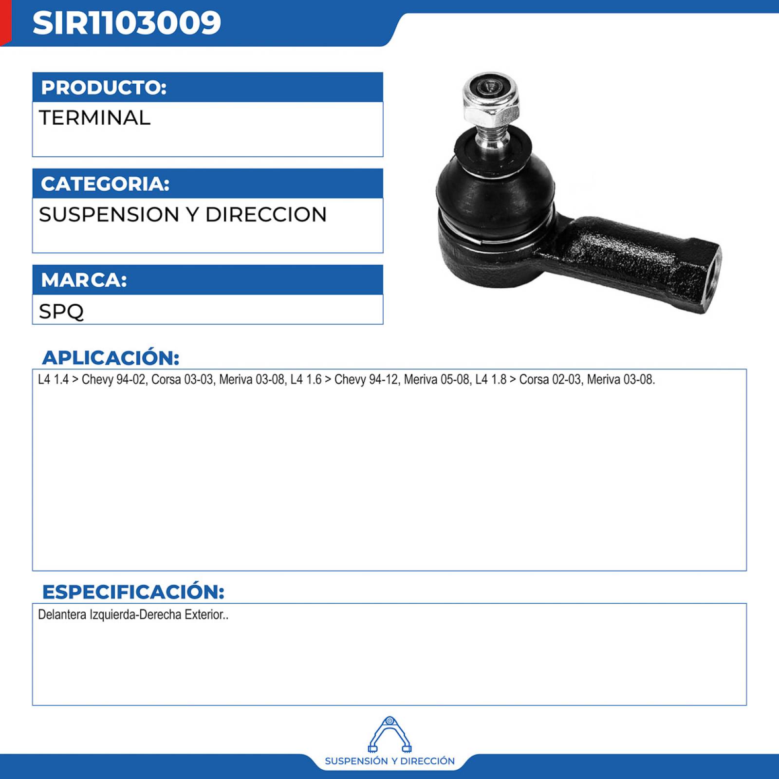 Terminal, SPQ; Para Chevrolet Chevy C2 2004-2012 L4; 1.6