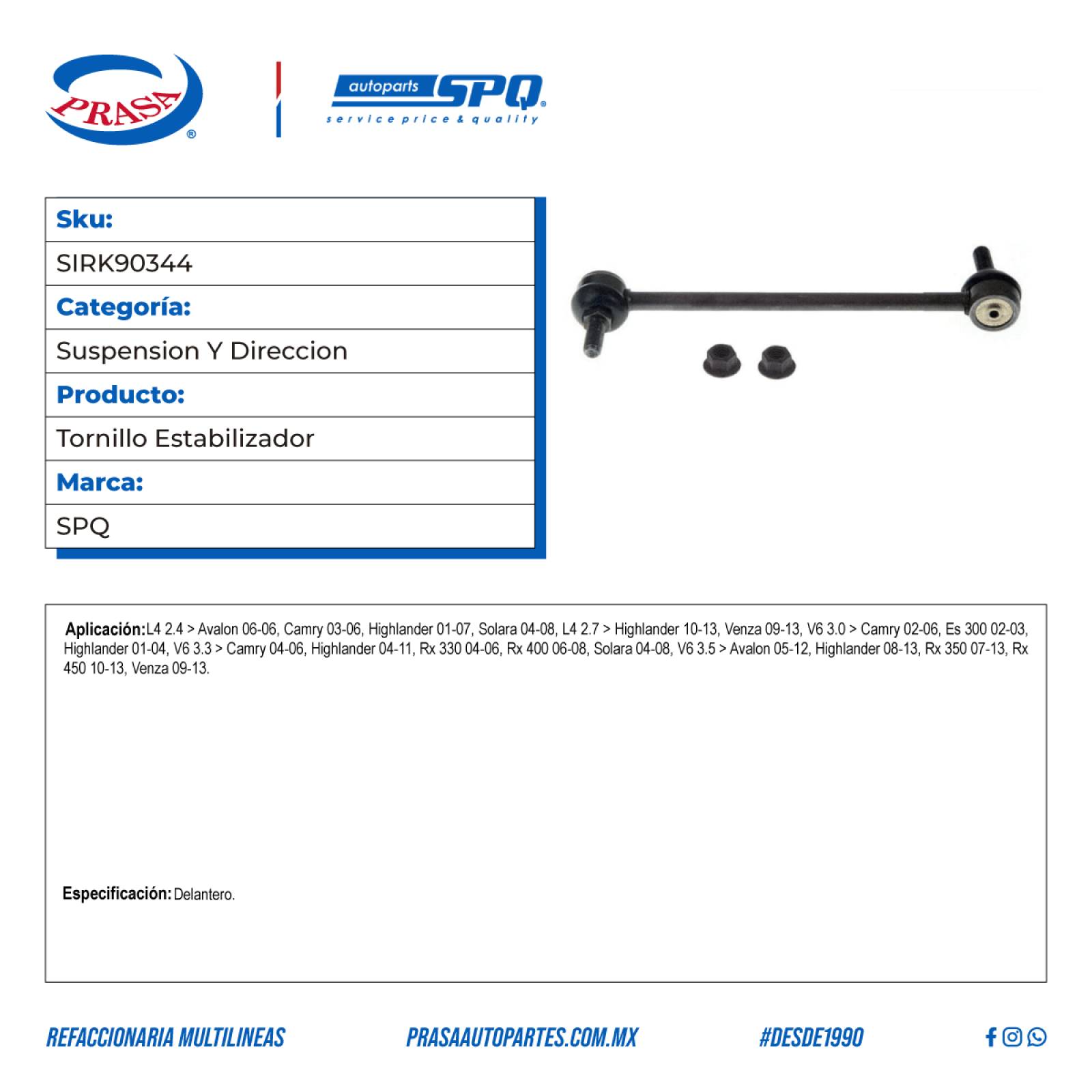 Tornillo Estabilizador, SPQ; Para Lexus Es 300 2002-2003 V6; 3