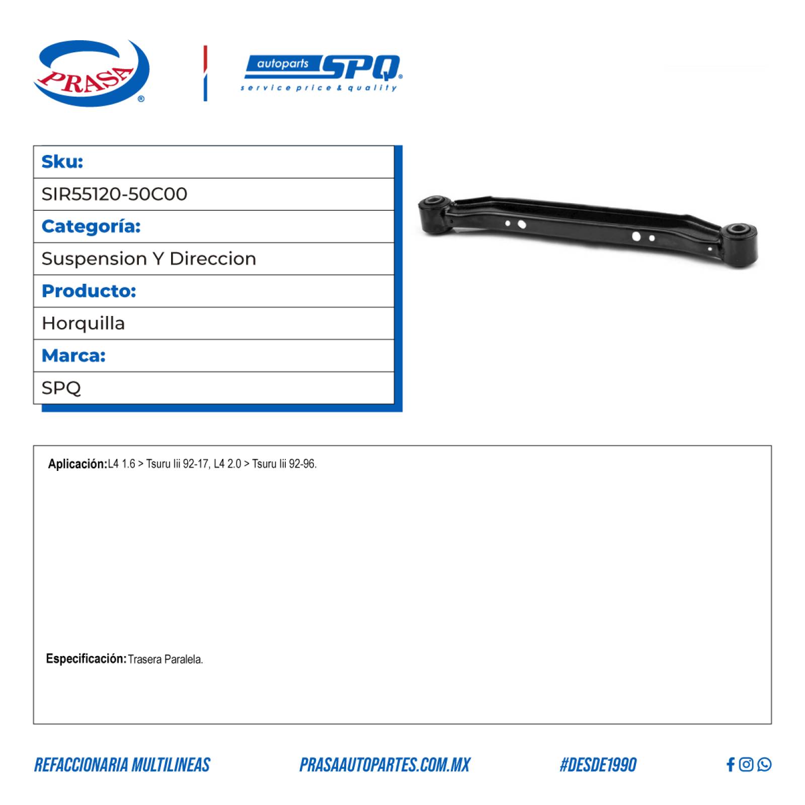 Horquilla, SPQ; Para Nissan Tsuru Iii 1992-2017 L4; 1.6