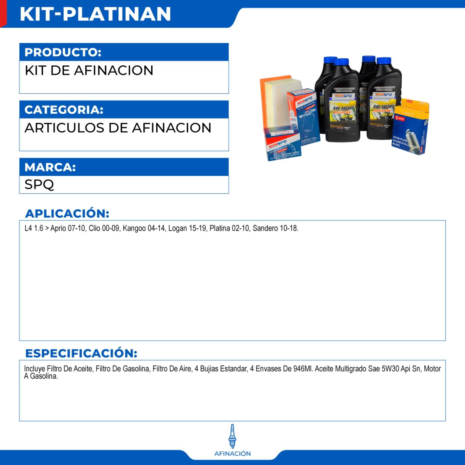 Kit De Afinacion, SPQ; Para Nissan Aprio 2007-2010 L4; 1.6