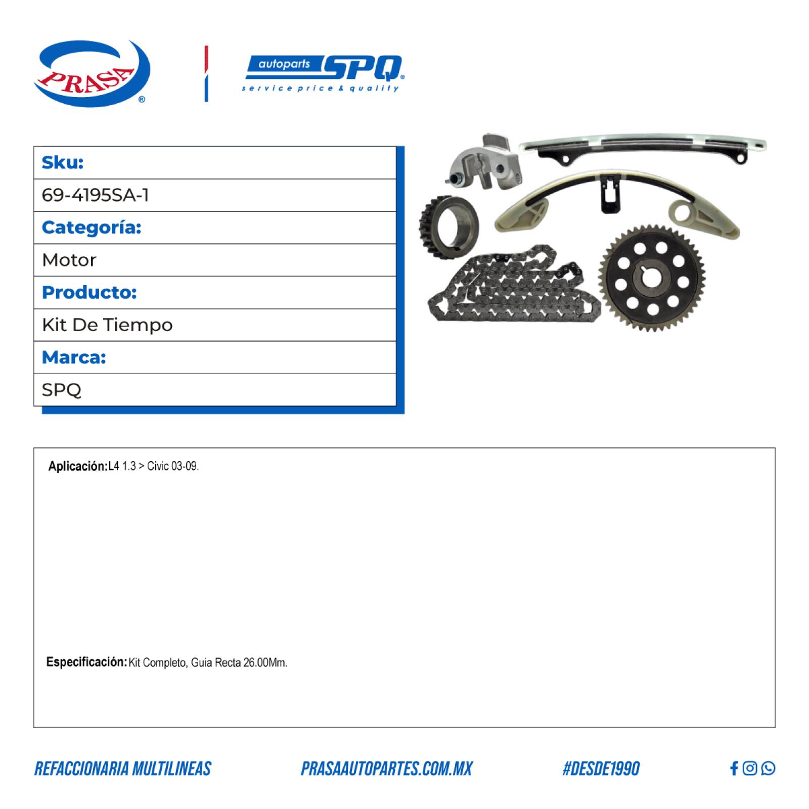 Kit De Tiempo, SPQ; Para Honda Civic 2003-2009 L4; 1.3