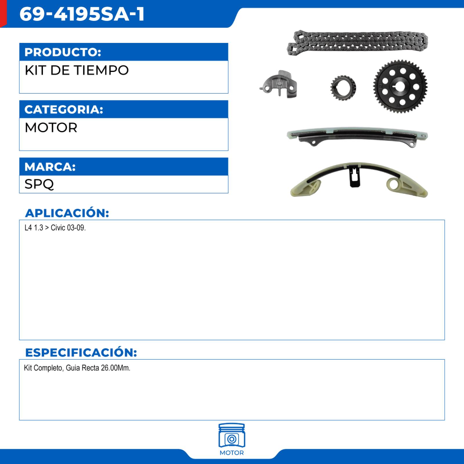 Kit De Tiempo, SPQ; Para Honda Civic 2003-2009 L4; 1.3