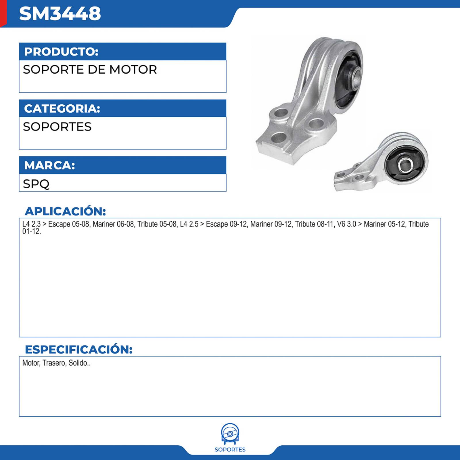 Soporte De Motor, SPQ; Para Ford Escape 2005-2008 L4; 2.3