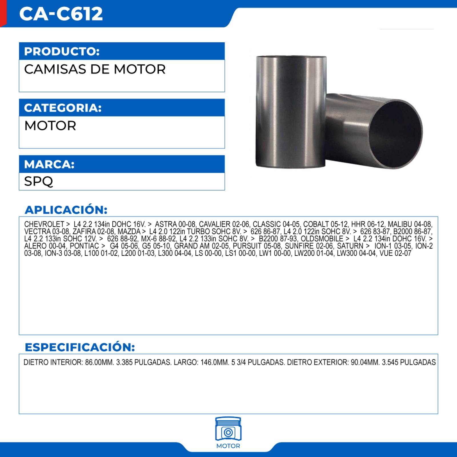 Camisas De Motor, SPQ; Para Chevrolet Astra 2000-2008 L4; 2.2