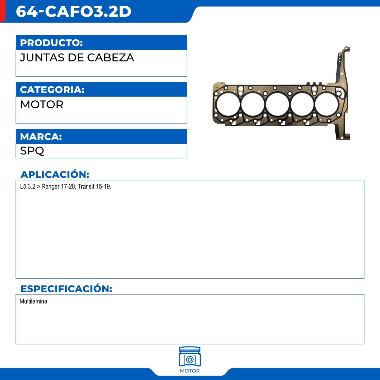 Juntas De Cabeza, SPQ; Para Ford Ranger 2017-2020 L5; 3.2