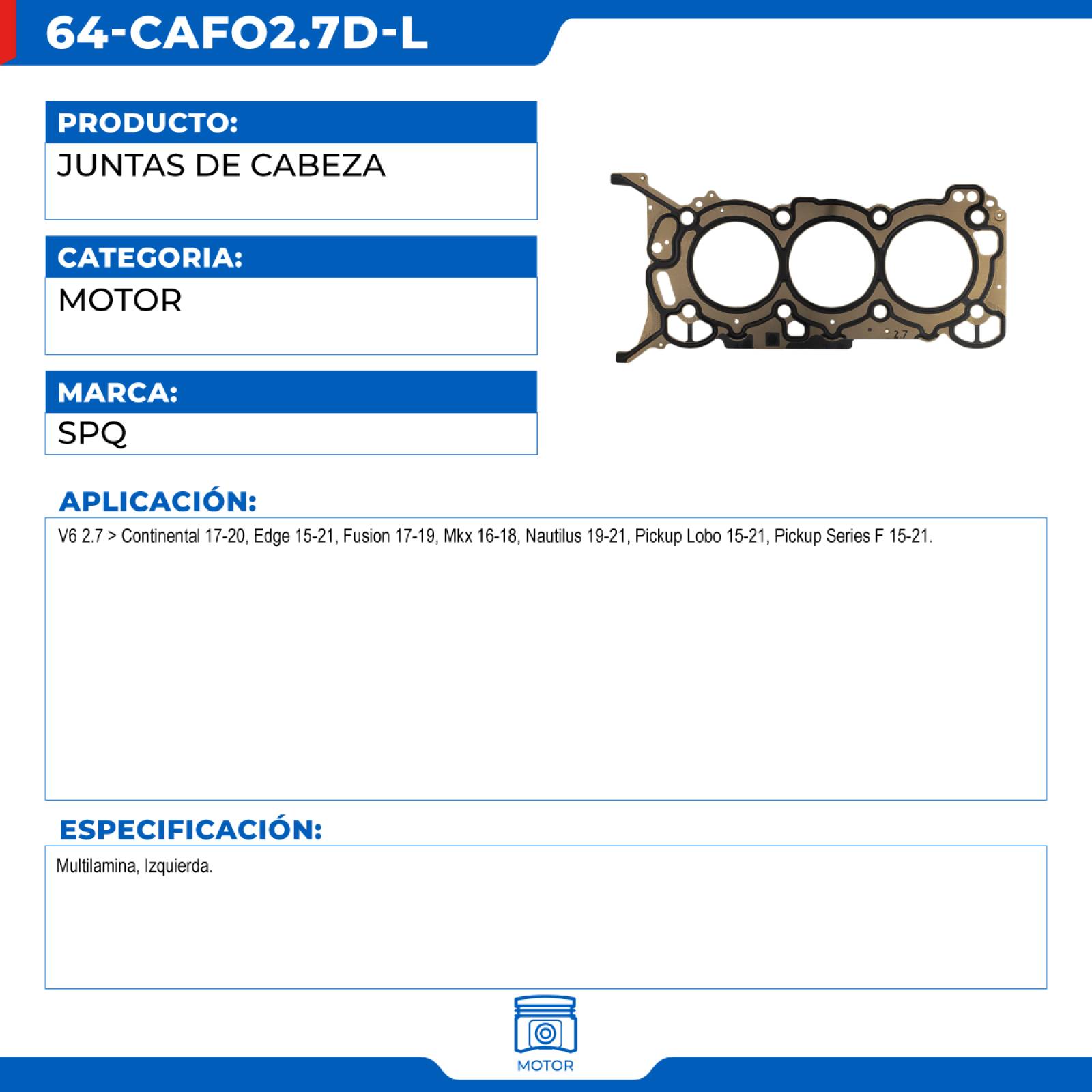 Juntas De Cabeza, SPQ; Para Ford Edge 2015-2021 V6; 2.7