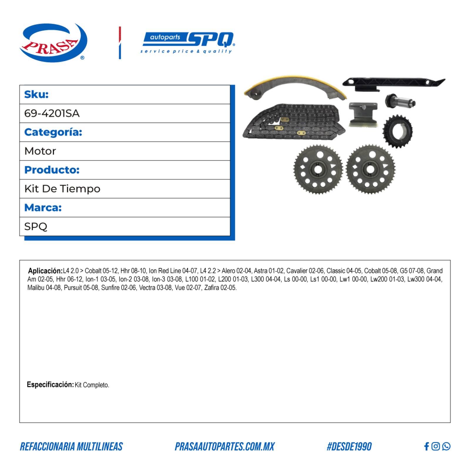 Kit De Tiempo, SPQ; Para Chevrolet Astra 2001-2002 L4; 2.2