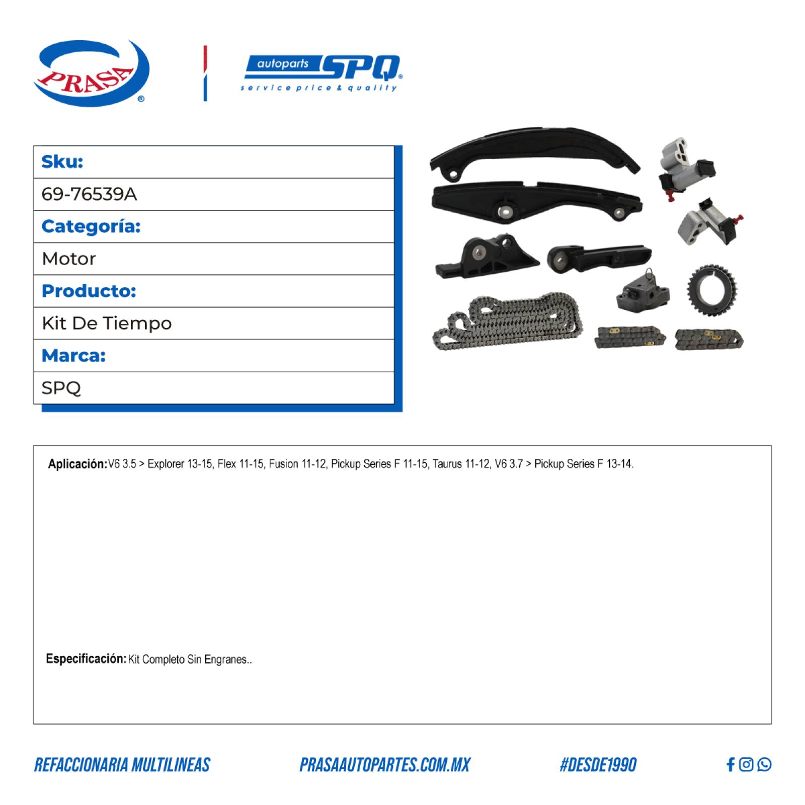 Kit De Tiempo, SPQ; Para Ford Explorer 2013-2015 V6; 3.5