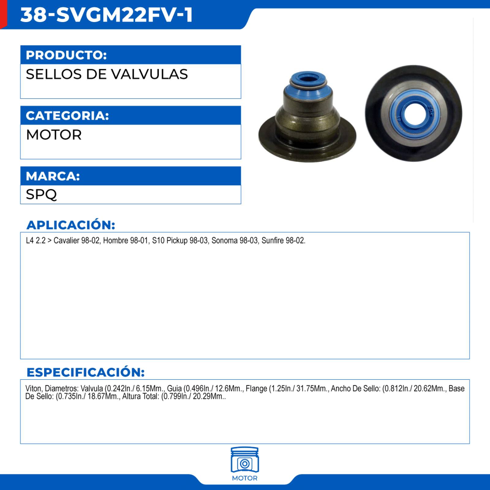 Sellos De Valvulas, SPQ; Para Chevrolet Cavalier 1998-2002 L4; 2.2
