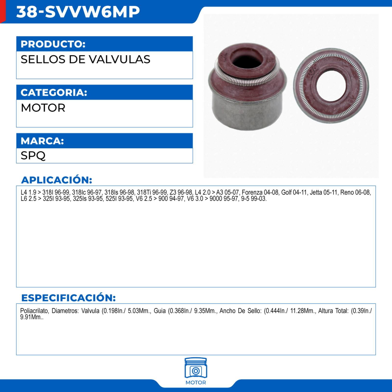 Sellos De Valvulas, SPQ; Para Audi A3 2005-2007 L4; 2