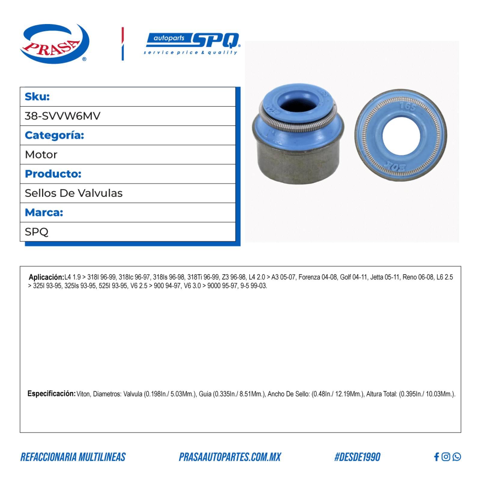 Sellos De Valvulas, SPQ; Para Audi A3 2005-2007 L4; 2