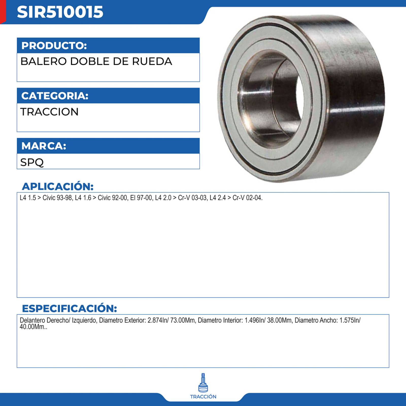 Balero Doble De Rueda, SPQ; Para Acura El 1997-2000 L4; 1.6