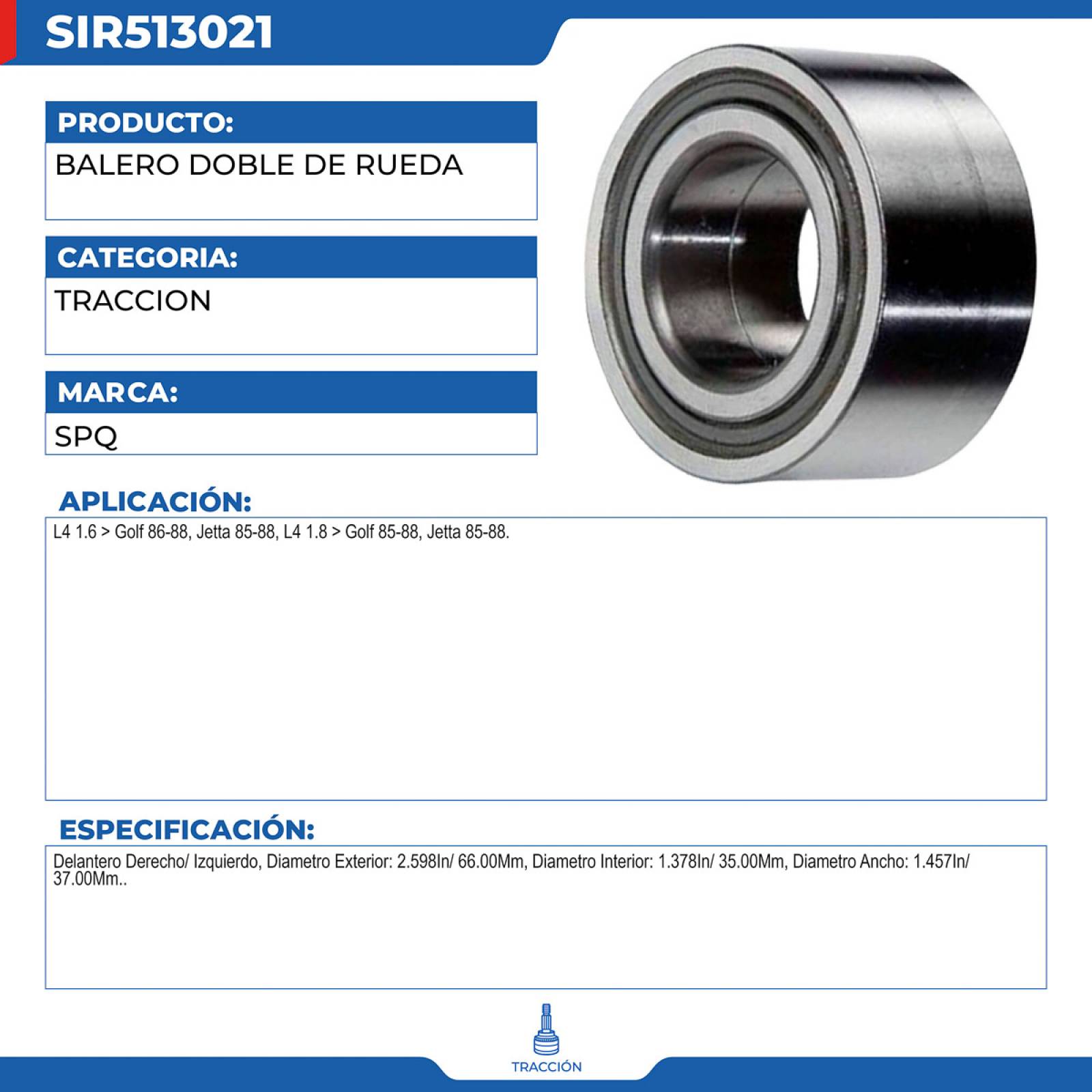 Balero Doble De Rueda, SPQ; Para Volkswagen Golf 1986-1988 L4; 1.6