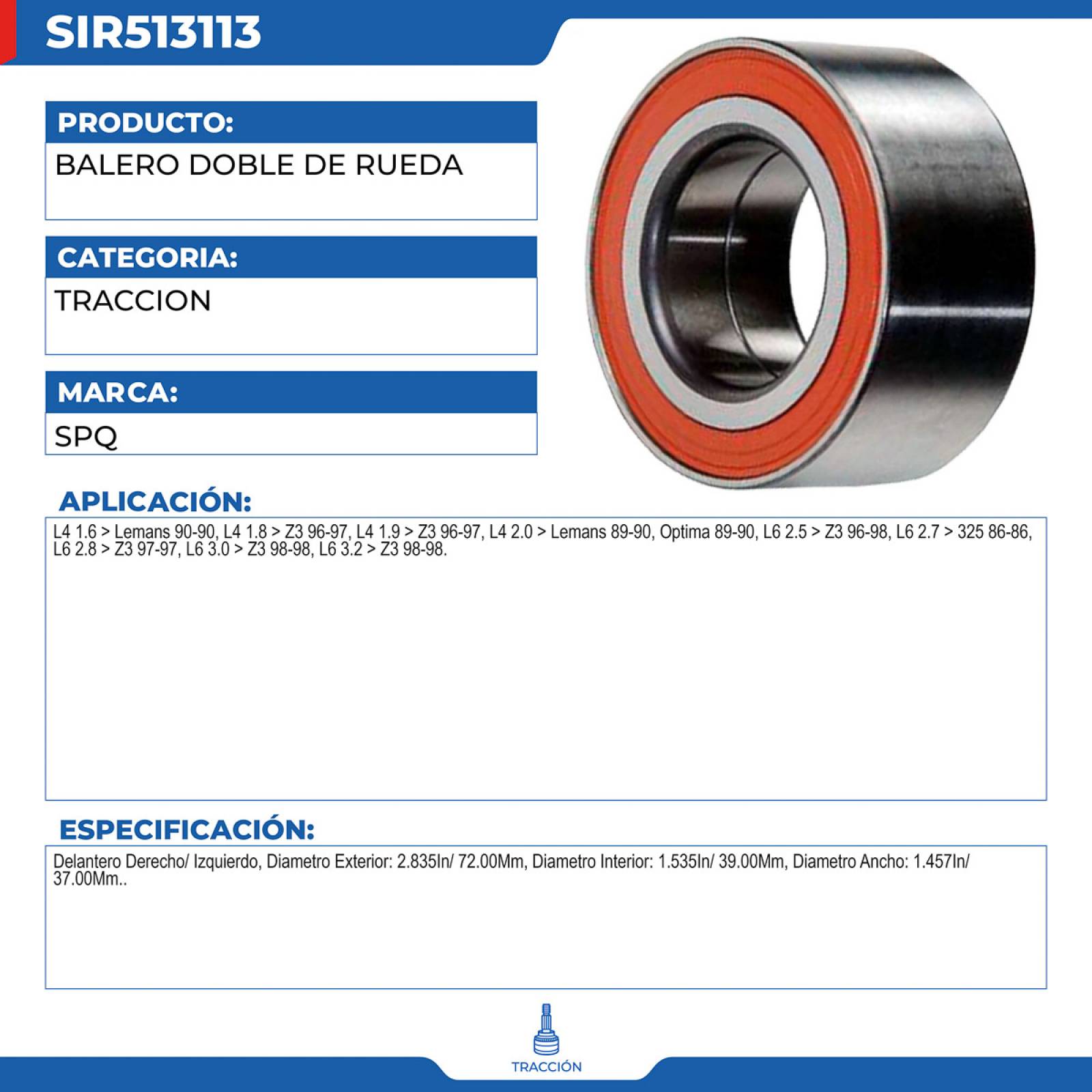 Balero Doble De Rueda, SPQ; Para Bmw 325 1986-1986 L6; 2.7