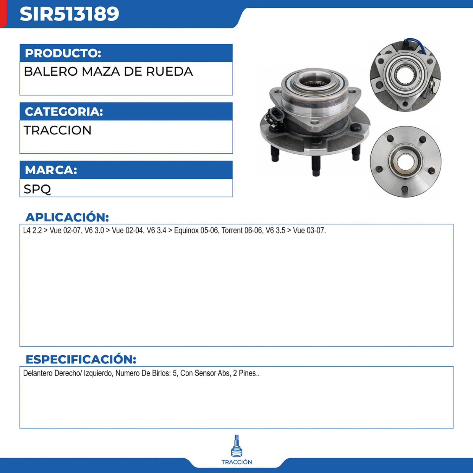 Balero Maza De Rueda, SPQ; Para Chevrolet Equinox 2005-2006 V6; 3.4