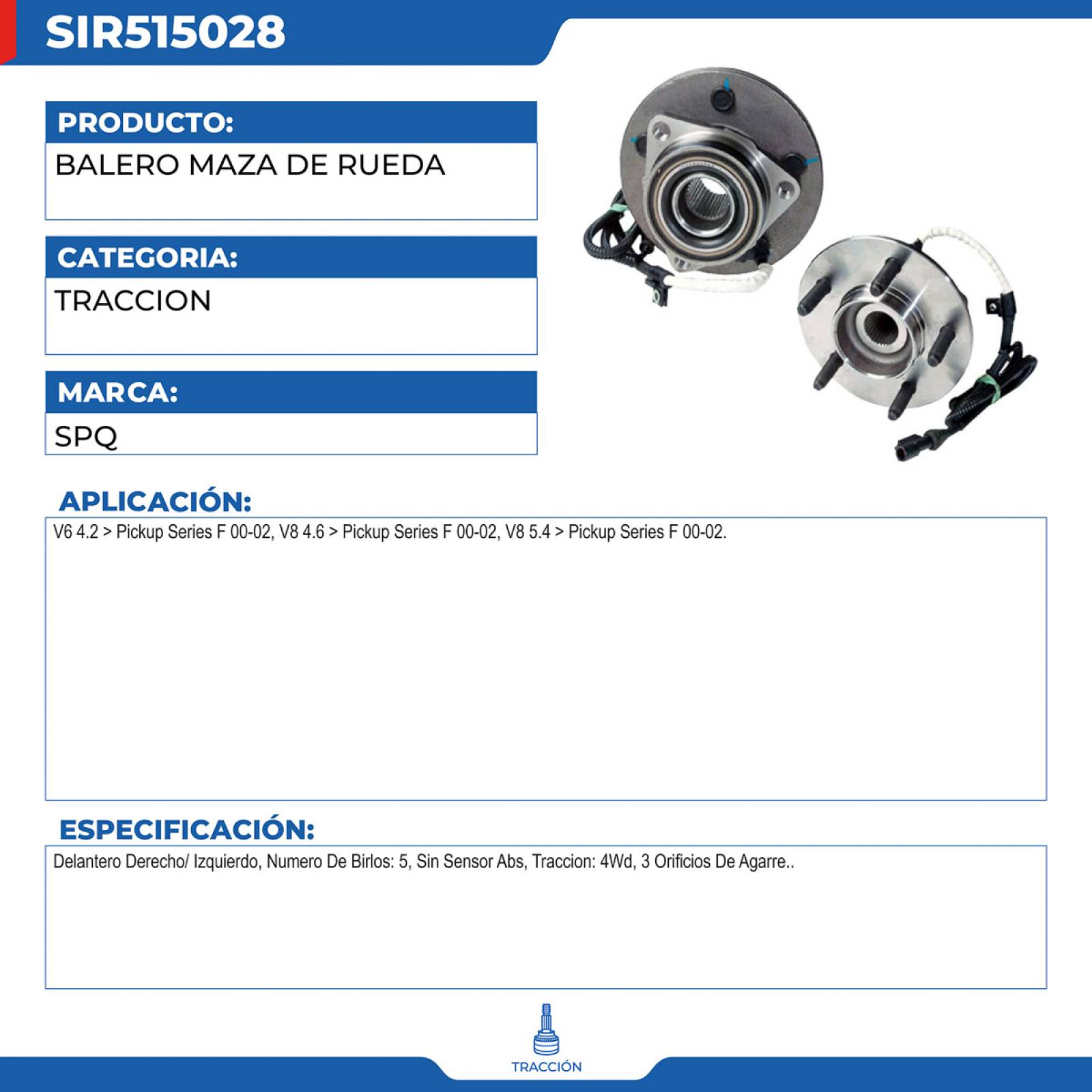 Balero Maza De Rueda, SPQ; Para Ford F150 Pickup 2000-2002 V6; 4.2
