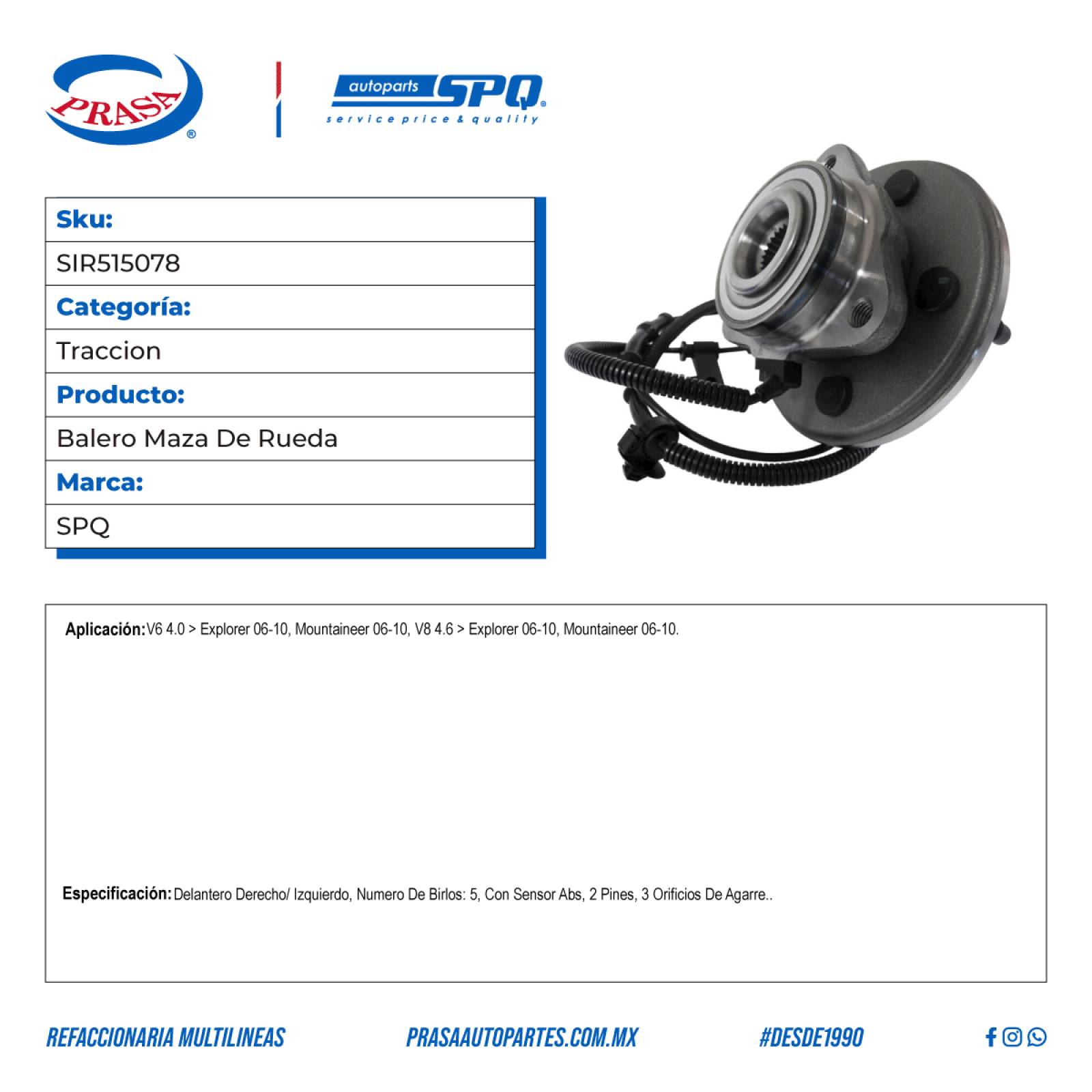 Balero Maza De Rueda, SPQ; Para Ford Explorer 2006-2010 V6; 4