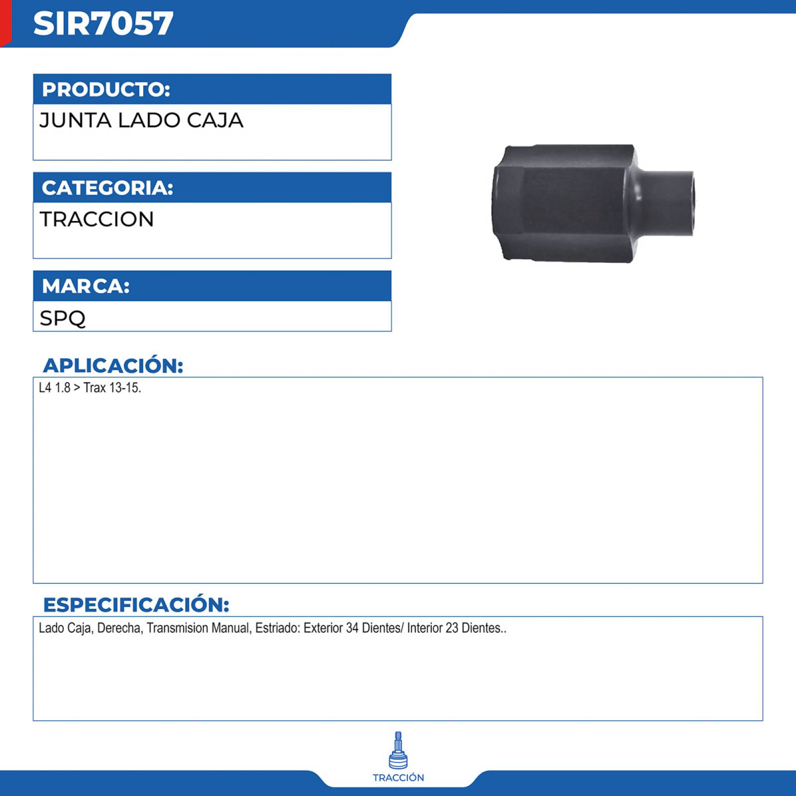Junta Lado Caja, SPQ; para Chevrolet Trax L4; (1.8) 2013-2015