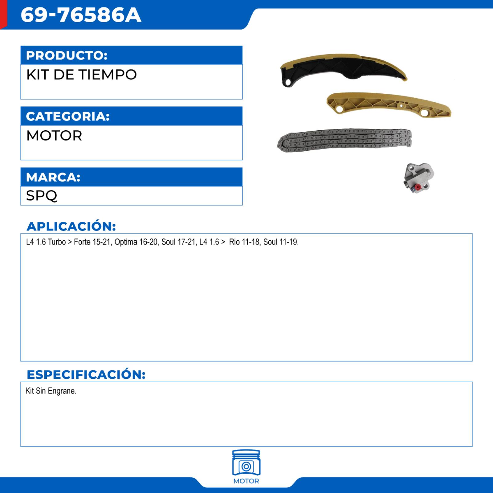 Kit De Tiempo; AUTOTAL compatible con Kia; Rio 2011-2018 L4 (1.6)