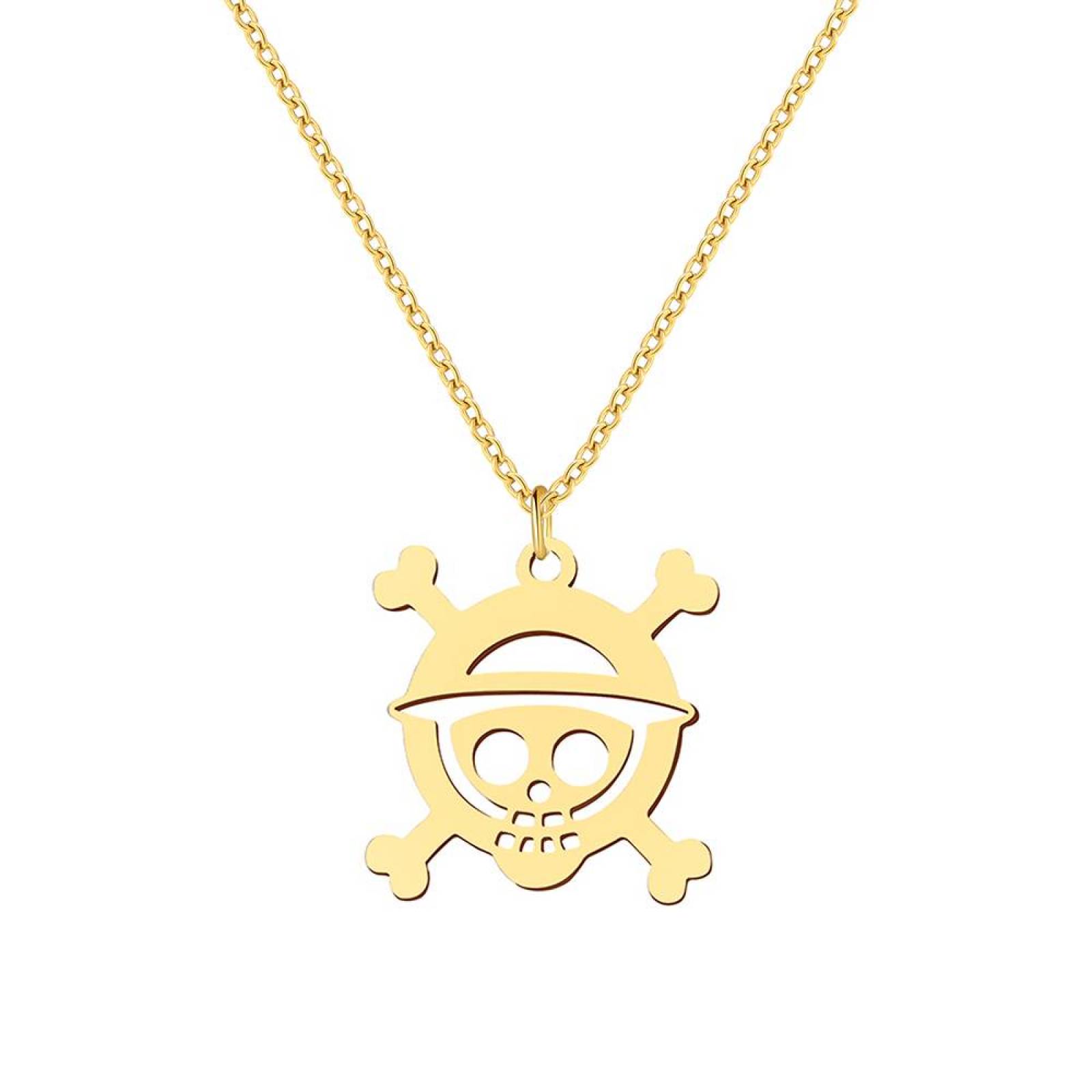 Collar Cadena Acero Inoxidable Dije One Piece Luffy  - Oro