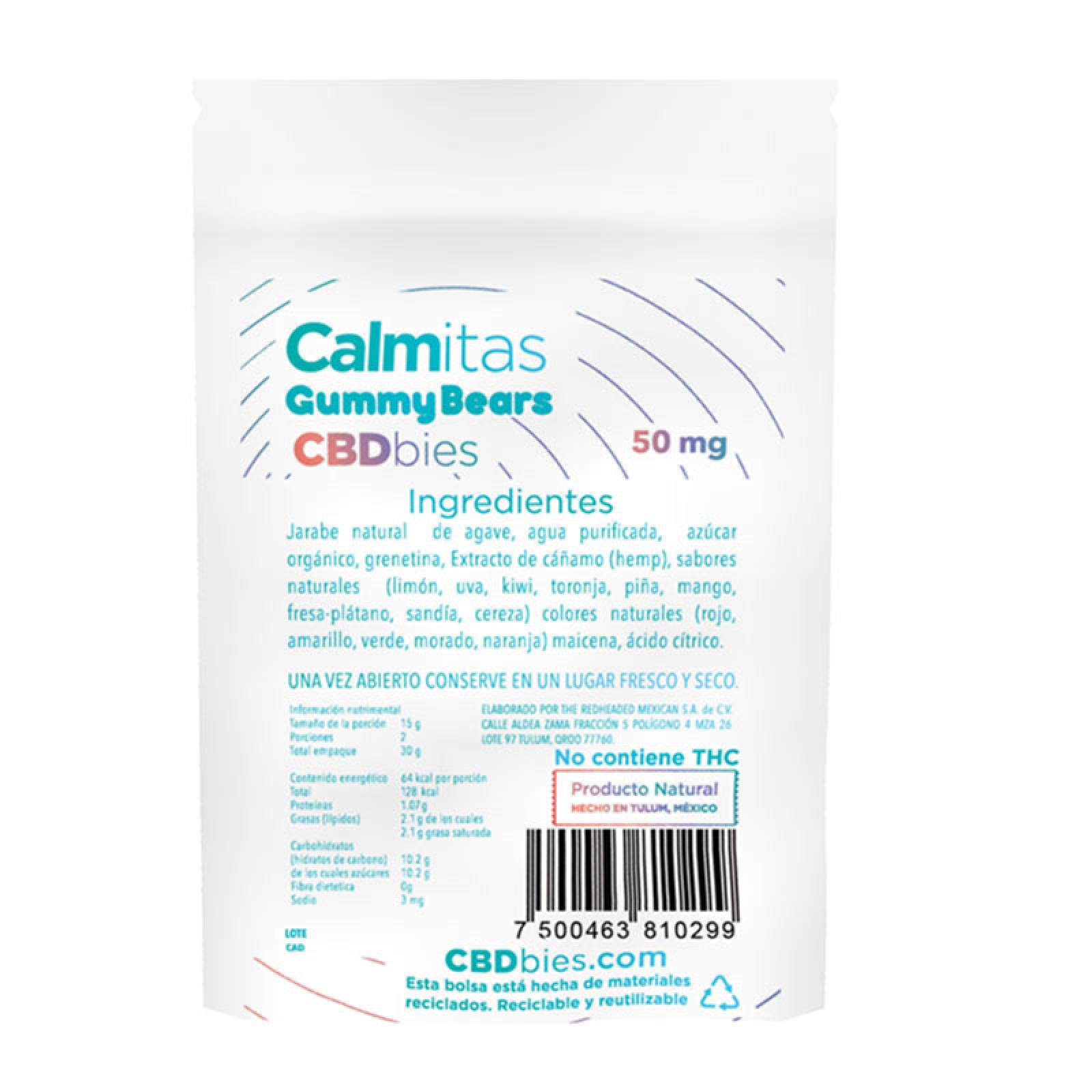 Calmitas Gummy Bears 50mg CBD (3mg c/u) 30 gr - CBDbies