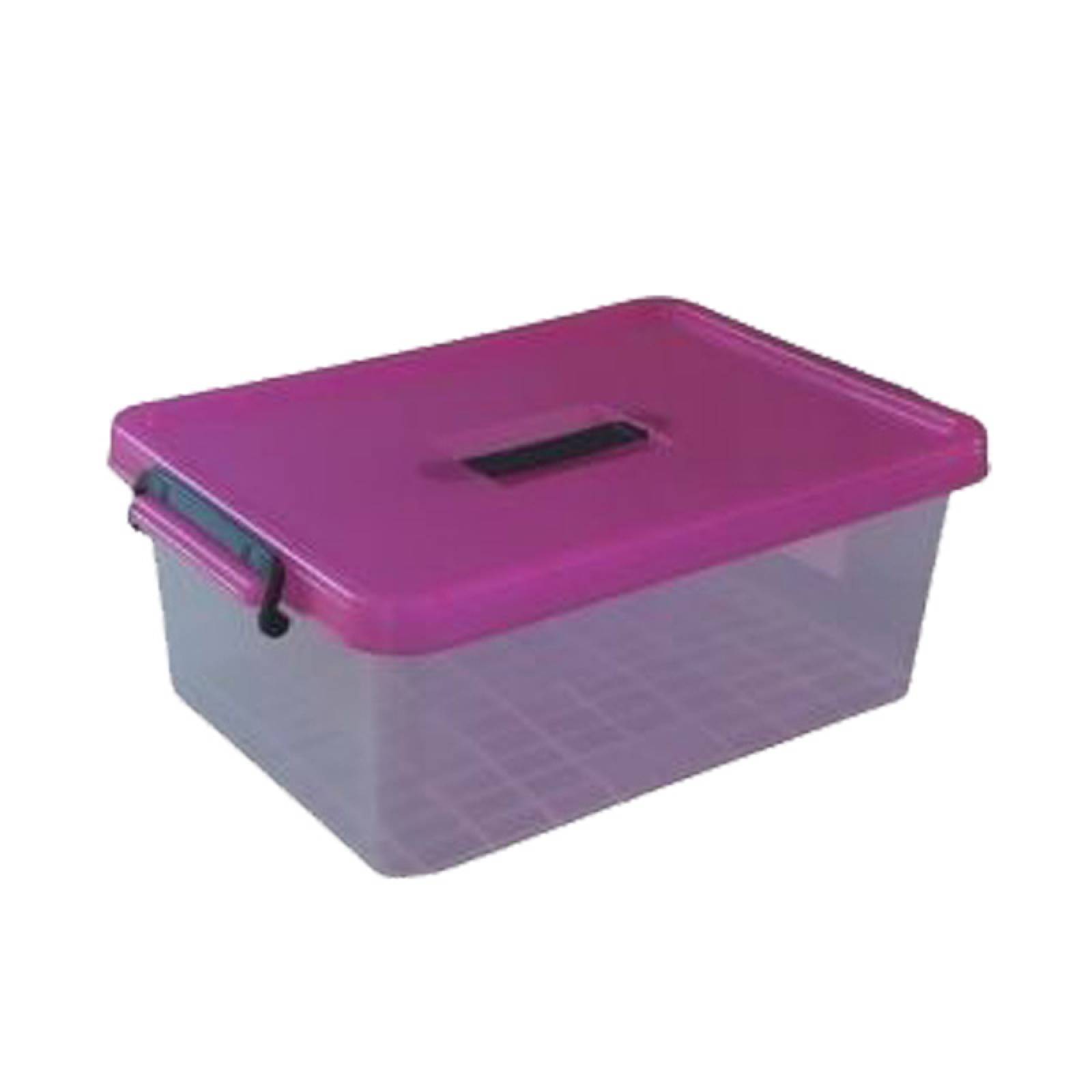 4 Cajas de Plastico 18 litros Tapa Rosa - Peyo