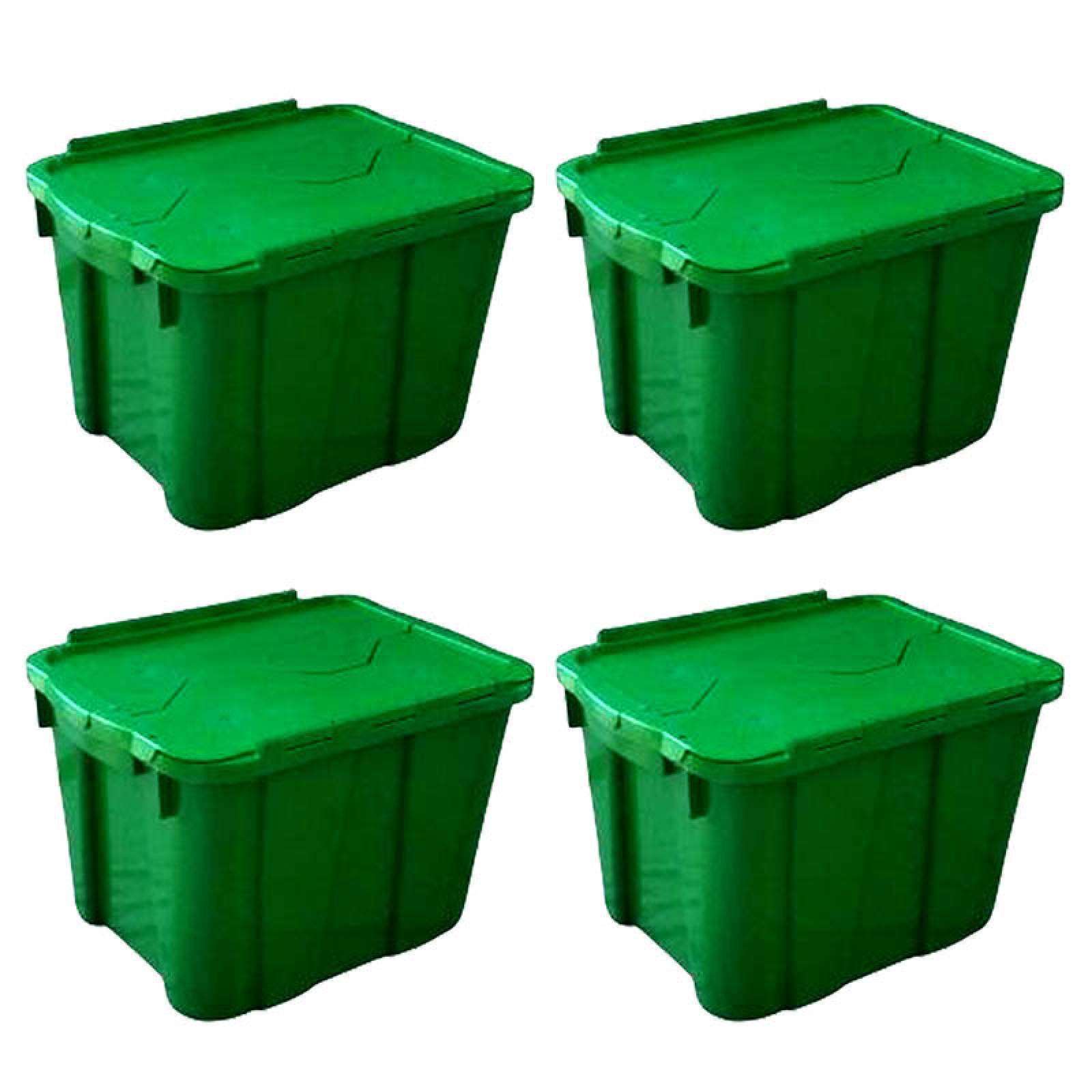 4 Cajas de Plastico 30 litros Verde - Peyo