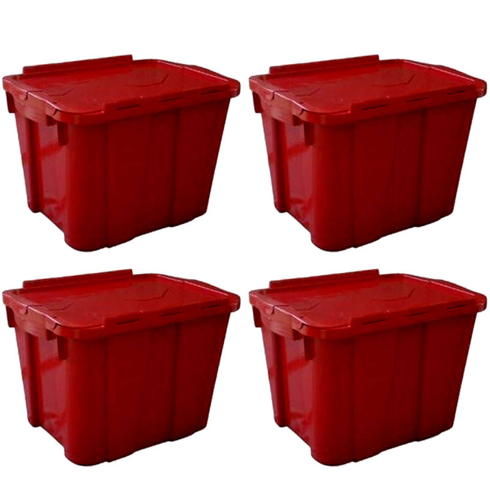 4 Cajas De Plastico 30 Litros Roja Peyo