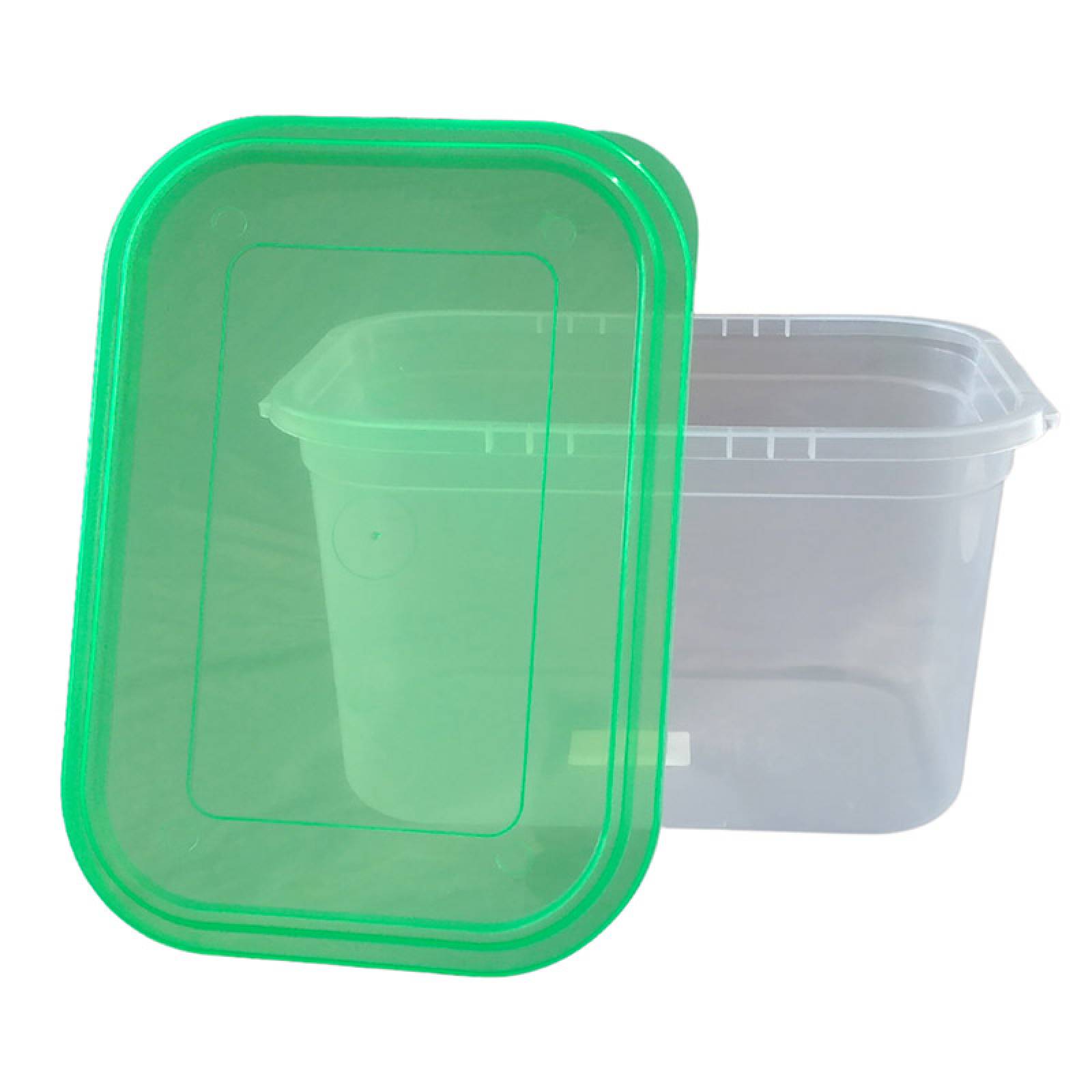 4 Cajas de Plastico 6.5 litros Transparente Tapa Verde Zeus - PEYO