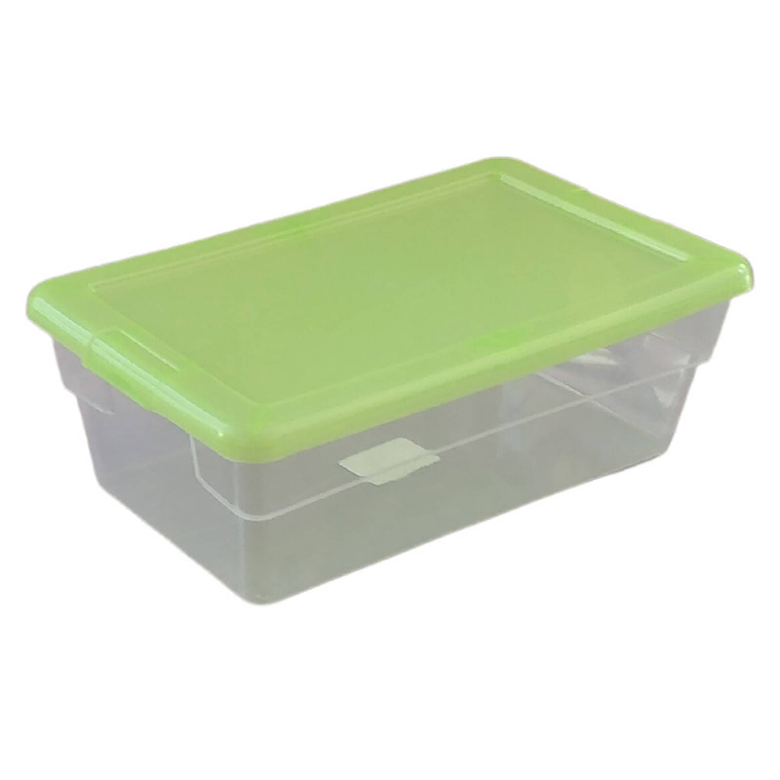 2 Cajas de Plastico 5.7 litros Transparente Tapa Verde  Zapatera- PEYO