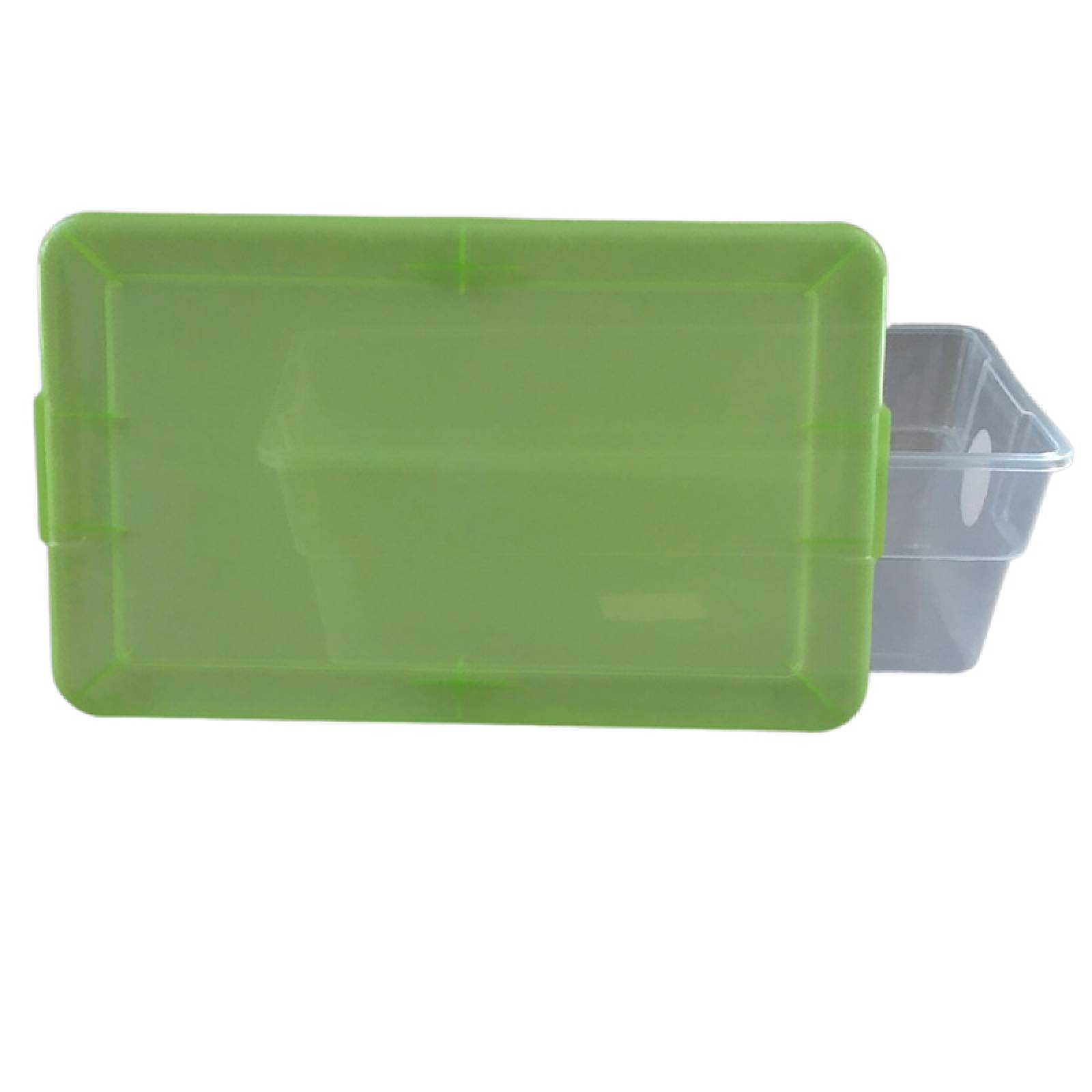 2 Cajas de Plastico 5.7 litros Transparente Tapa Verde  Zapatera- PEYO