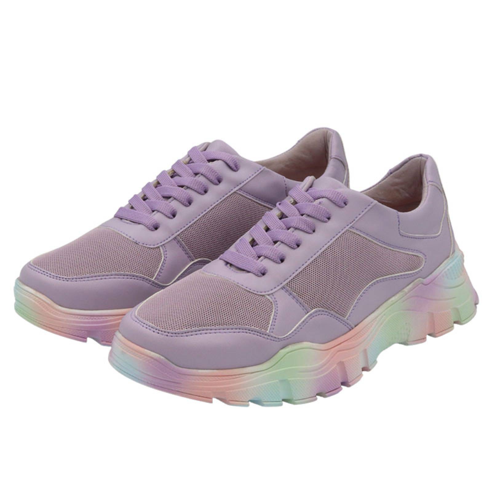Tenis de Mujer de Plataforma de Orificios Arcoiris Lila