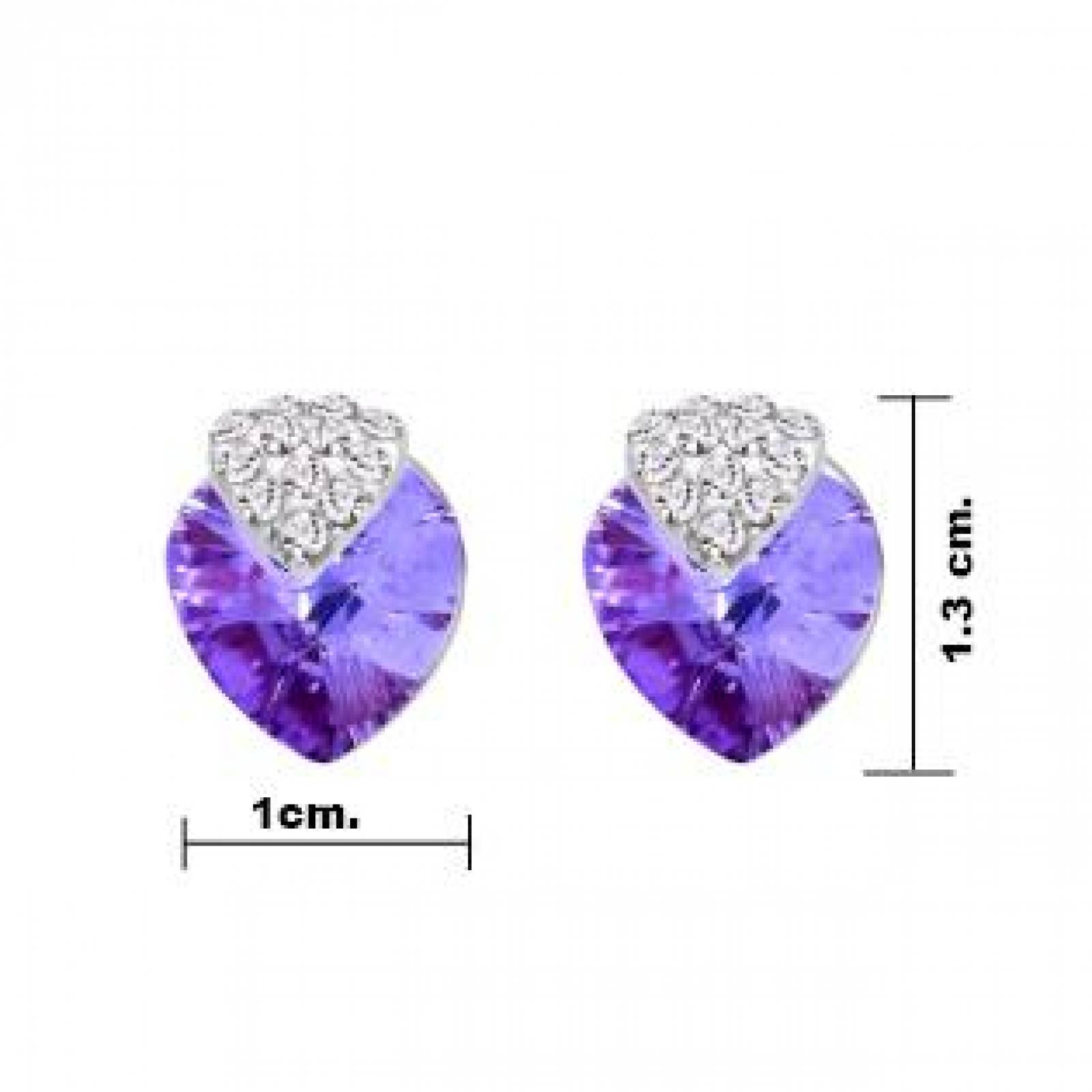 Aretes Broquel con Crystals Swarovski en Baño de Oro 18k 