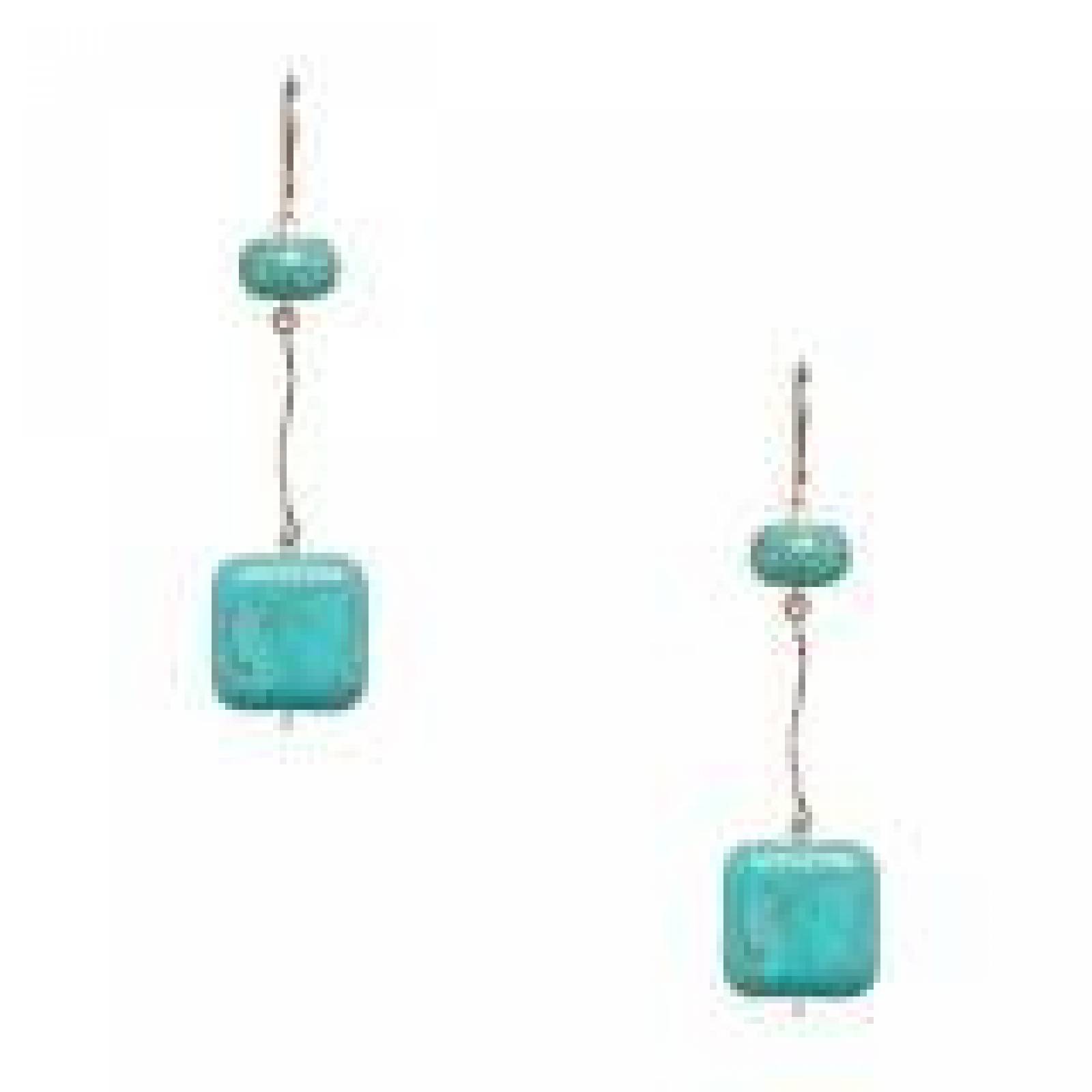 Aretes con Piedra Turquesa en Aleación con Oro 18k. .